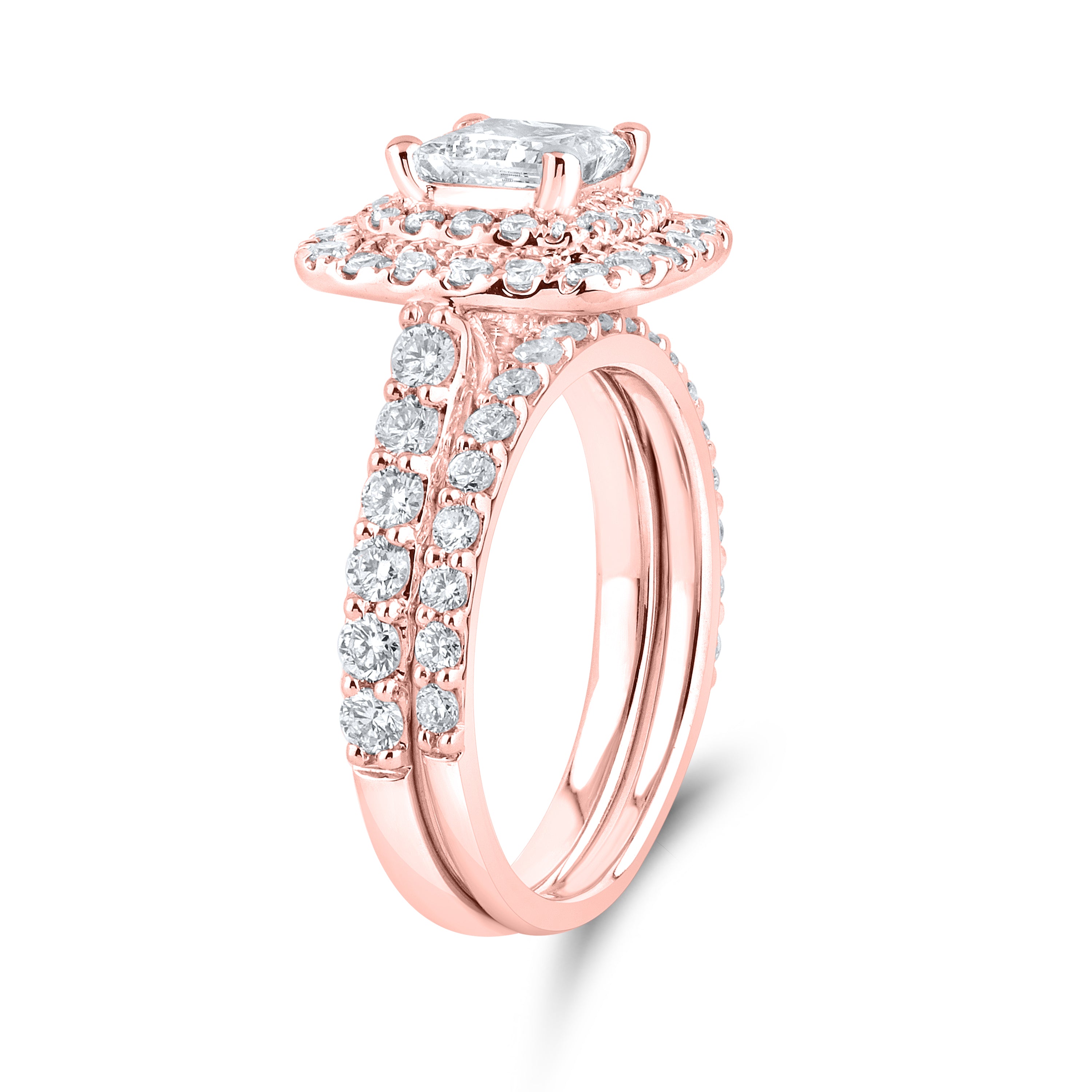 14kt Rose Gold 2.55 CTW Lab Diamond Engagement Ring Set