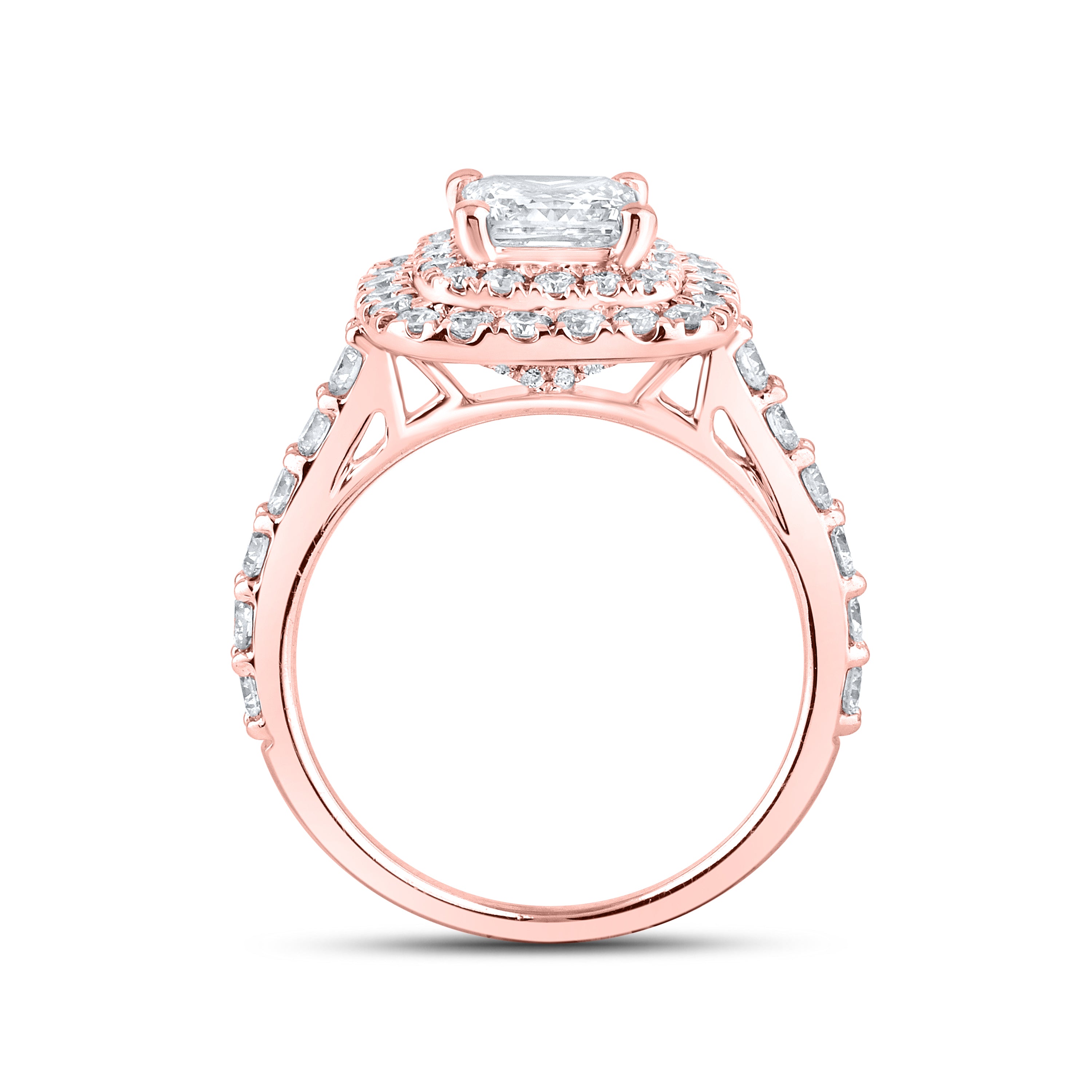 14kt Rose Gold 2.55 CTW Lab Diamond Engagement Ring Set