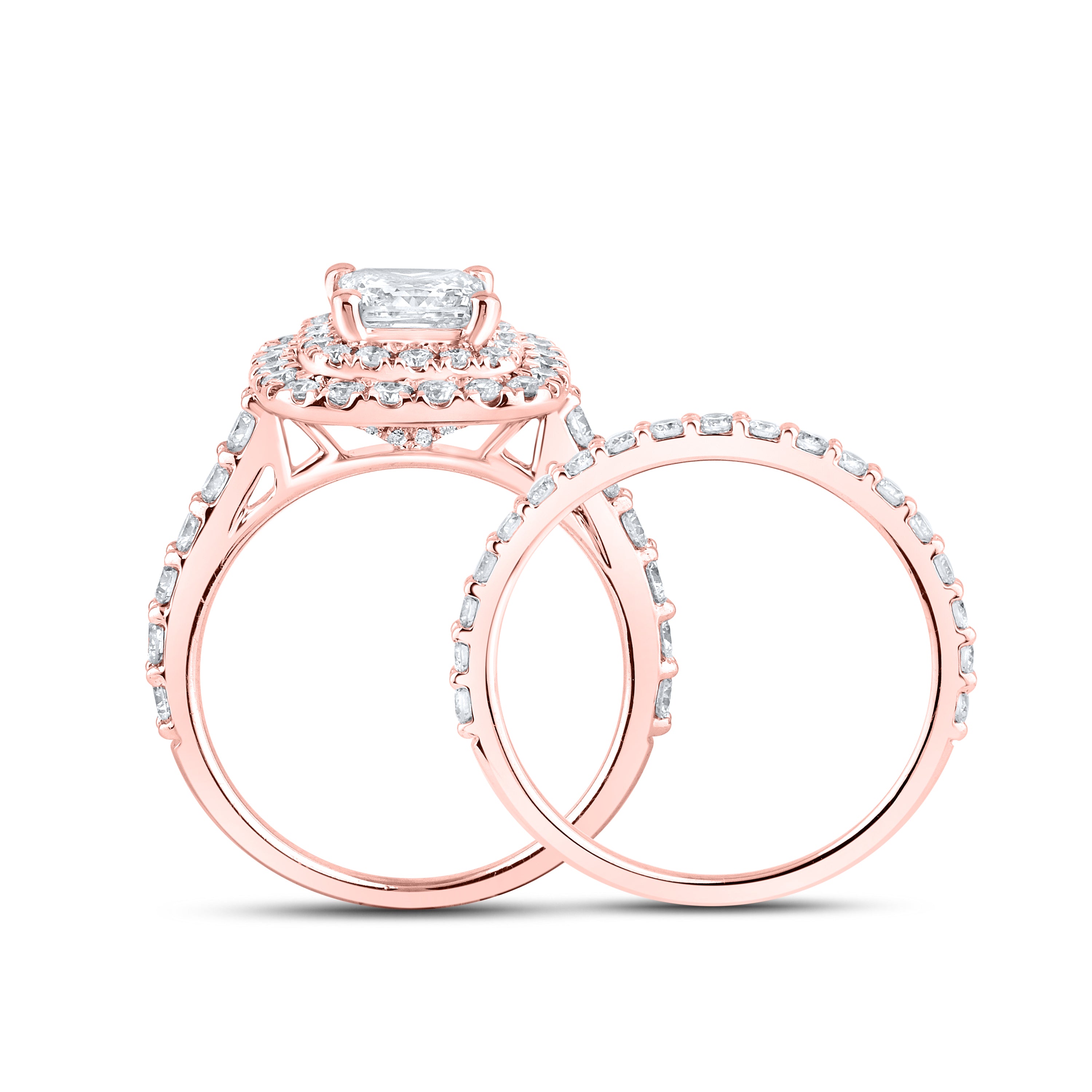 14kt Rose Gold 2.55 CTW Lab Diamond Engagement Ring Set