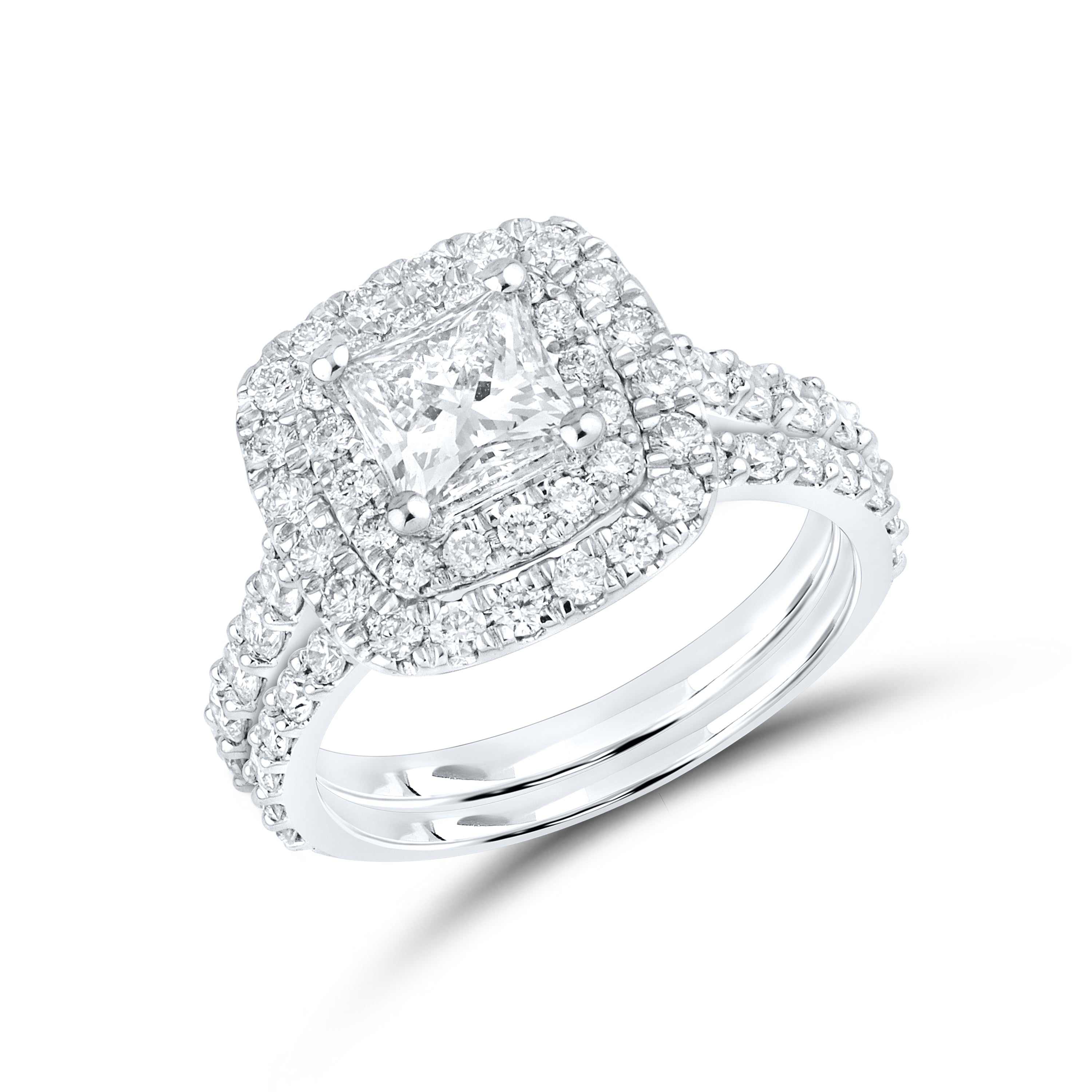 14k White Gold 2.38 ctw Lab Diamond Bridal Ring Set