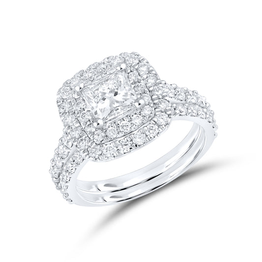10k White Gold 2.41 ctw Lab Diamond Bridal Ring Set