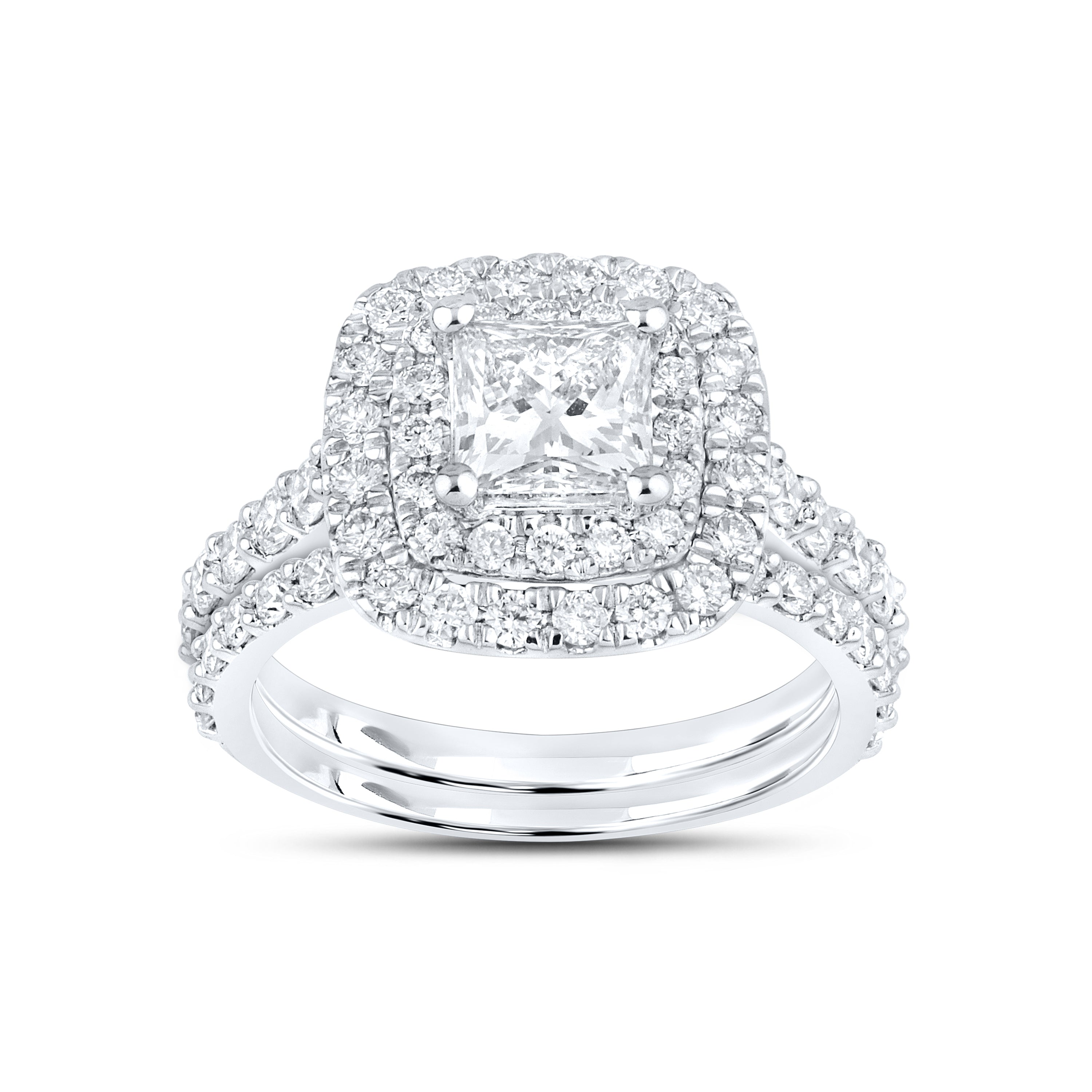 14k White Gold 2.38 ctw Lab Diamond Bridal Ring Set