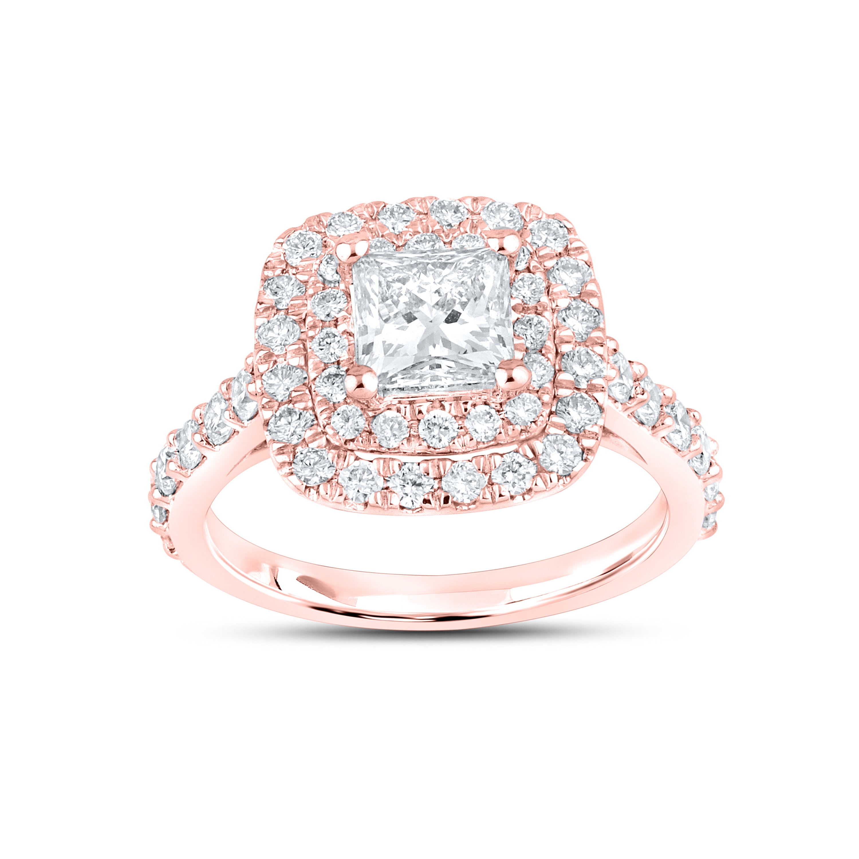 14kt Rose Gold 2.55 CTW Lab Diamond Engagement Ring Set