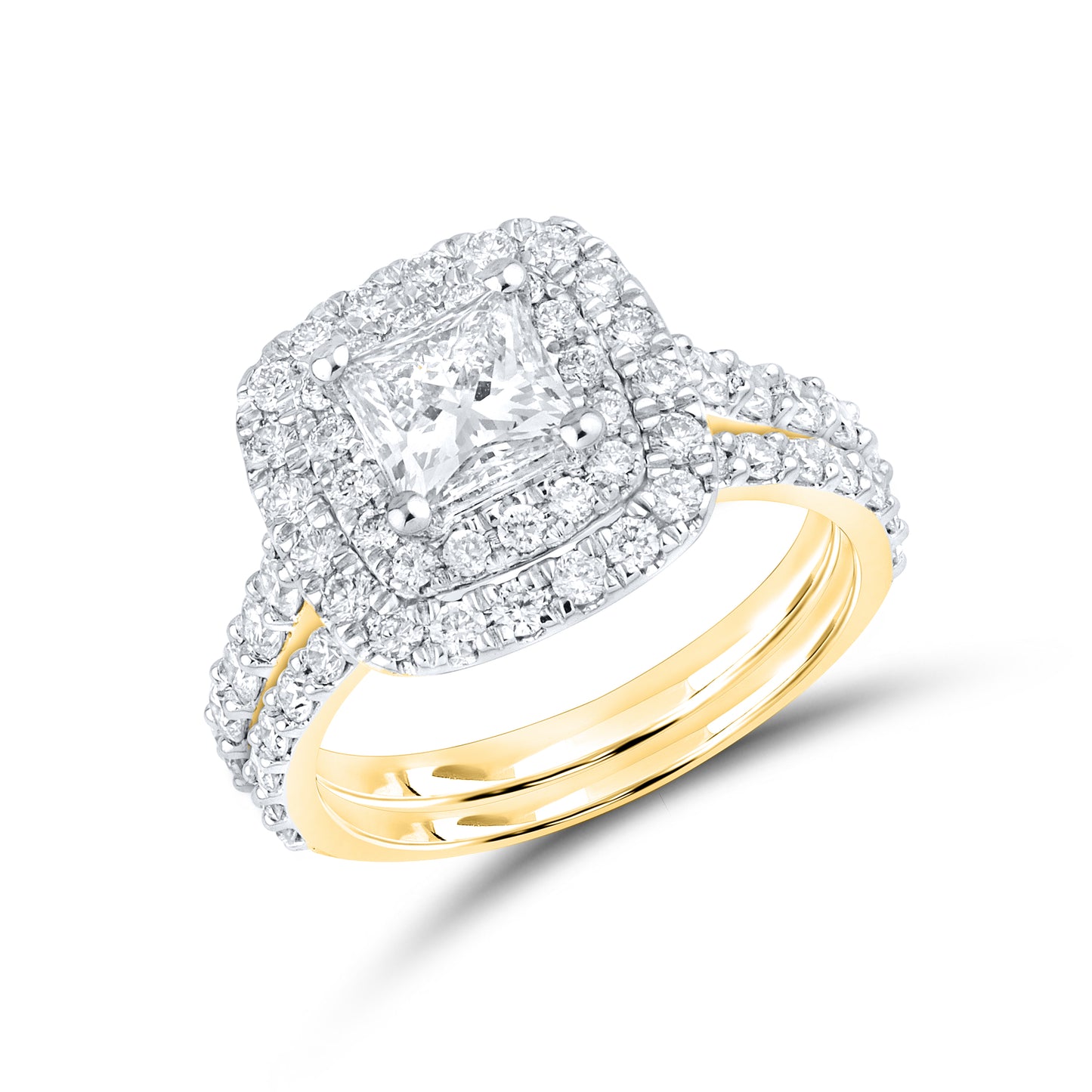 14kt Yellow Gold 2.53 CTW Lab Diamond Engagement Ring Set