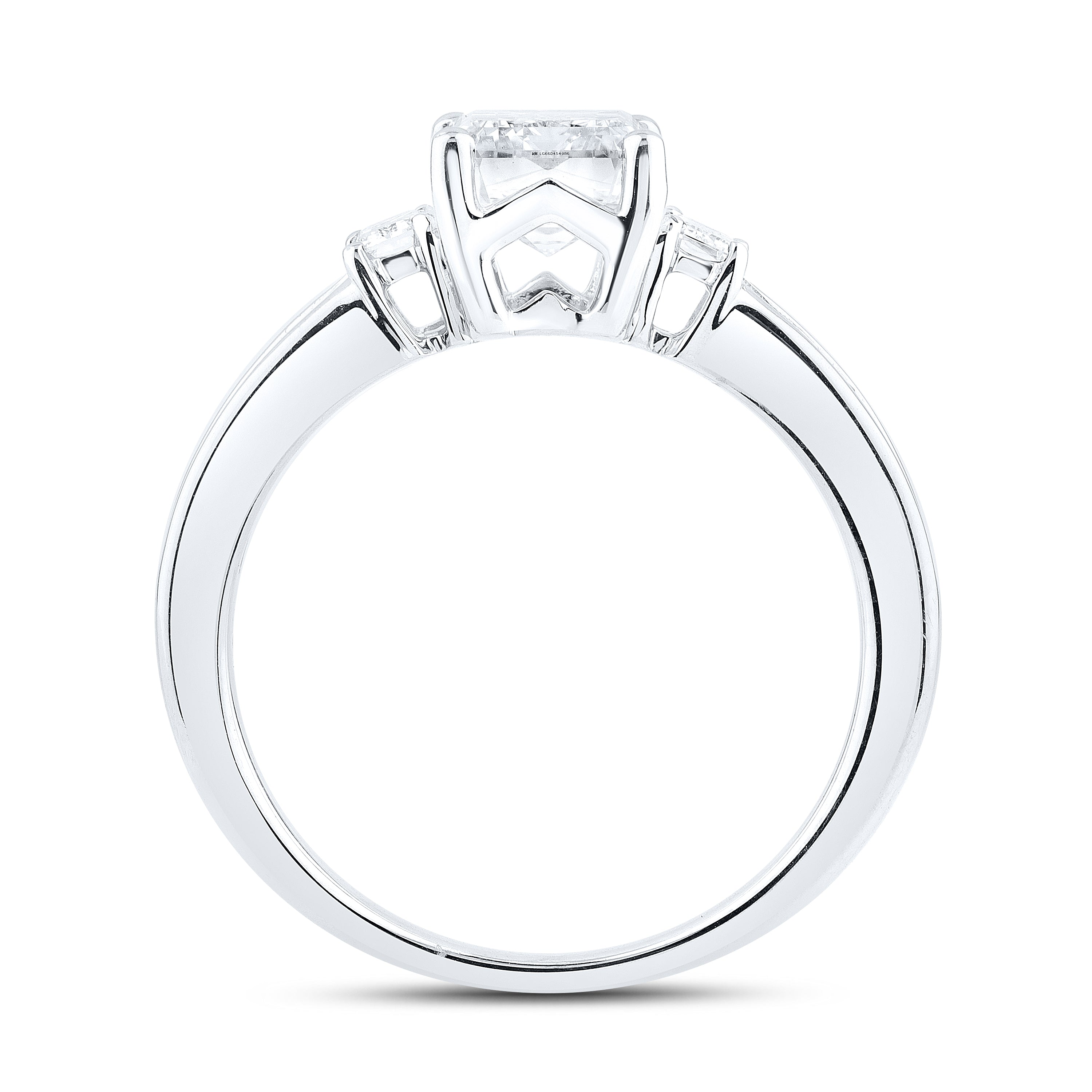 14KT WHITE GOLD 3.29 CTW Emerald Shape LAB DIAMOND BRIDAL SET