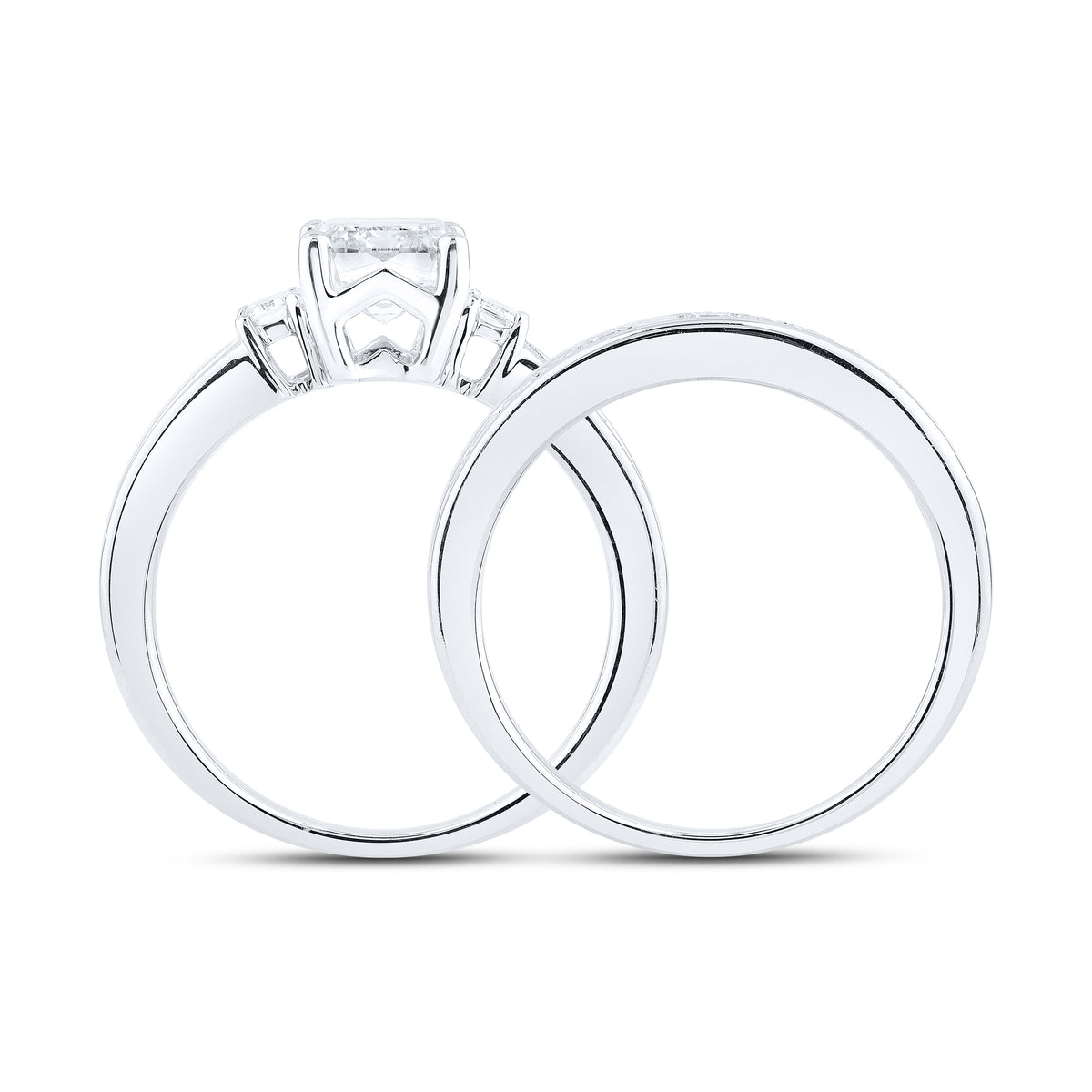 14KT WHITE GOLD 3.29 CTW Emerald Shape LAB DIAMOND BRIDAL SET