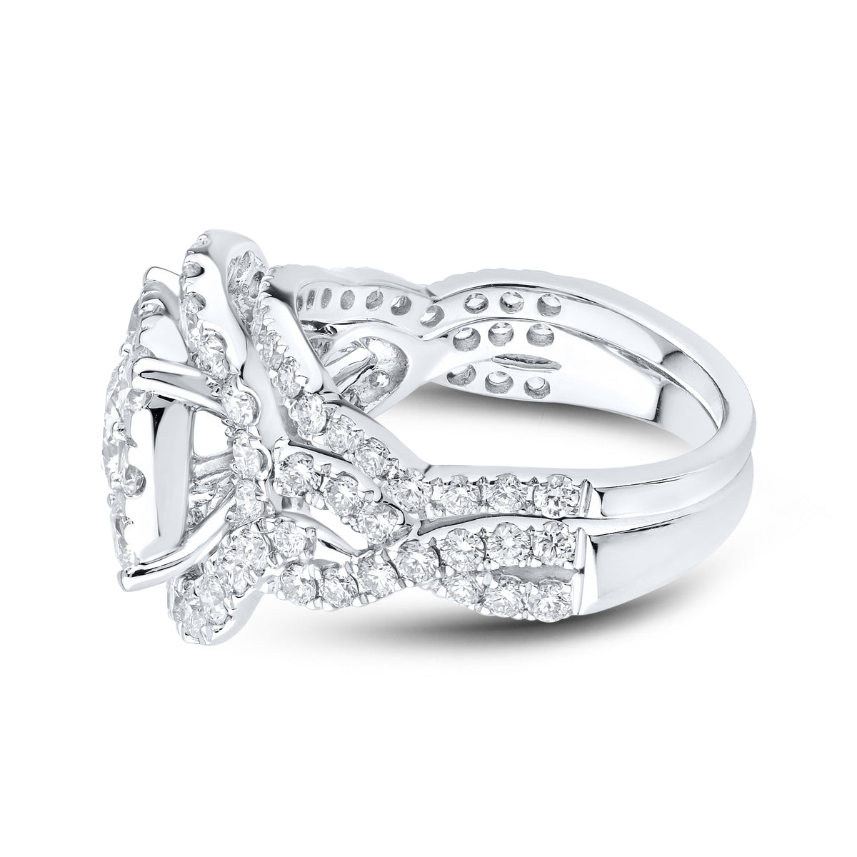 14k white gold 3.44 CTW Lab Diamond Bridal ring set