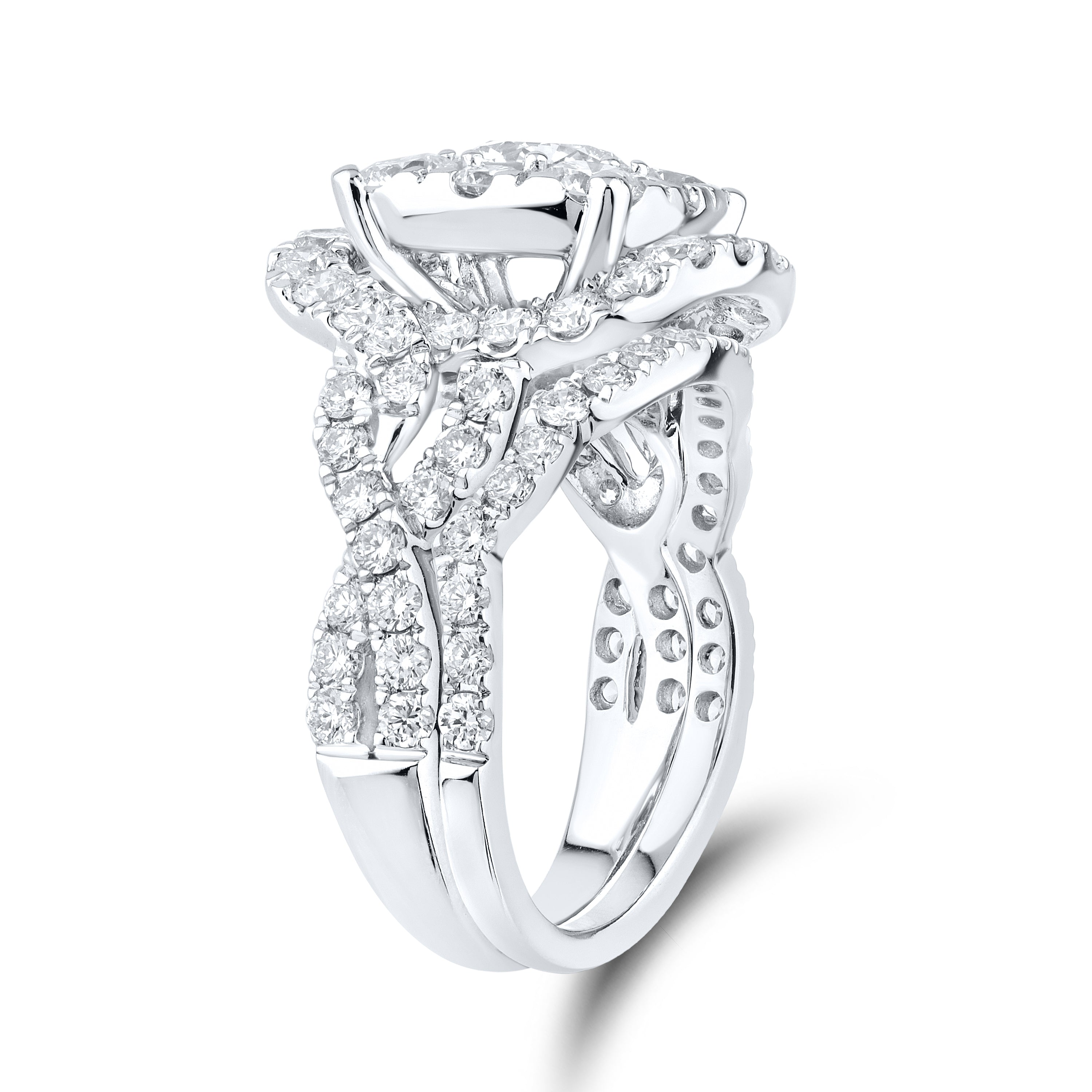 14k white gold 3.44 CTW Lab Diamond Bridal ring set