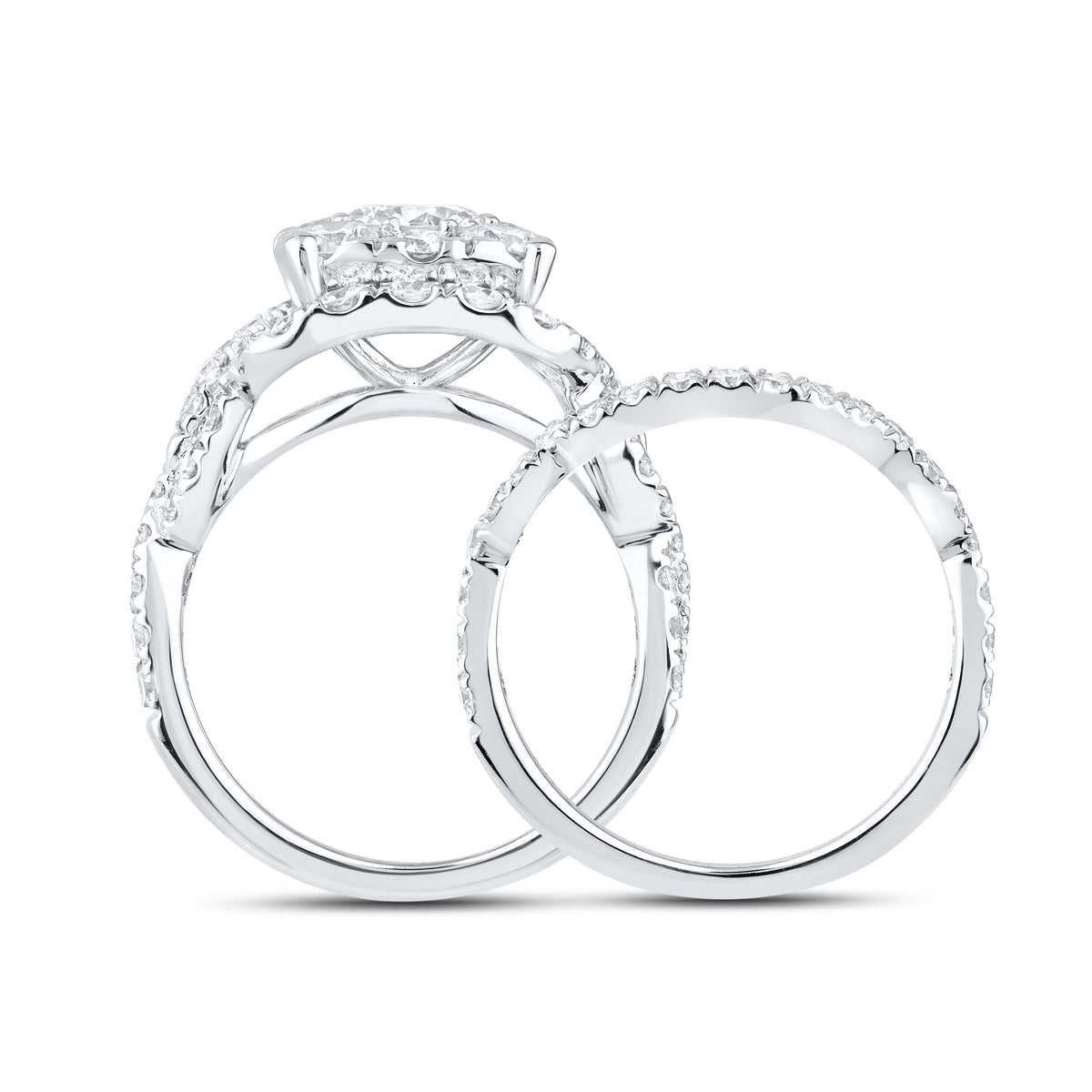 14k white gold 3.44 CTW Lab Diamond Bridal ring set