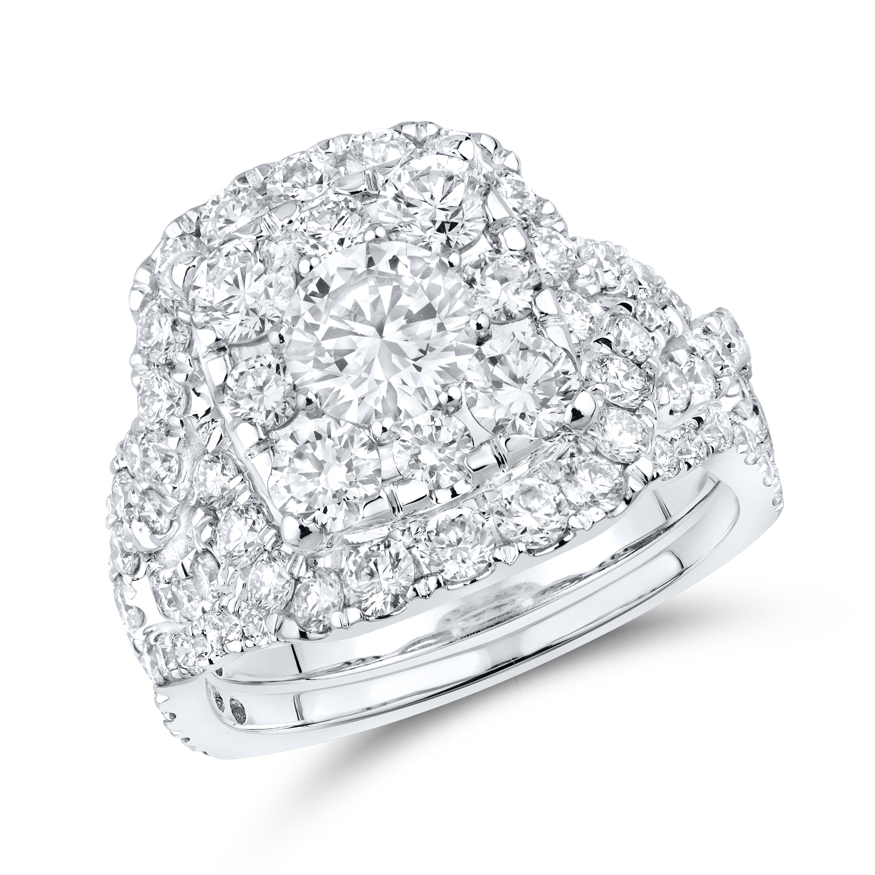 14k white gold 3.44 CTW Lab Diamond Bridal ring set