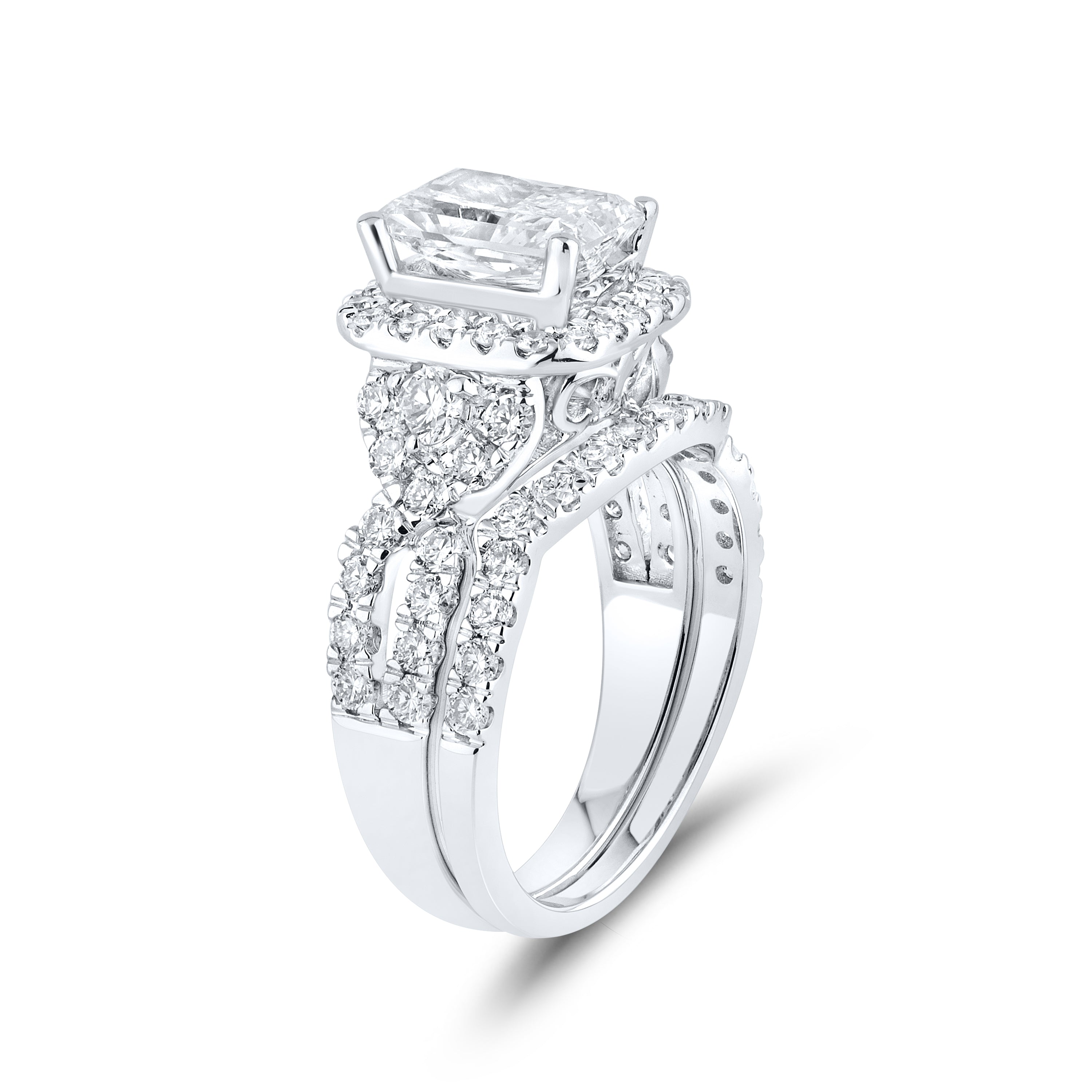 10kt white gold 3.38 CTW Lab Diamond Bridal ring set