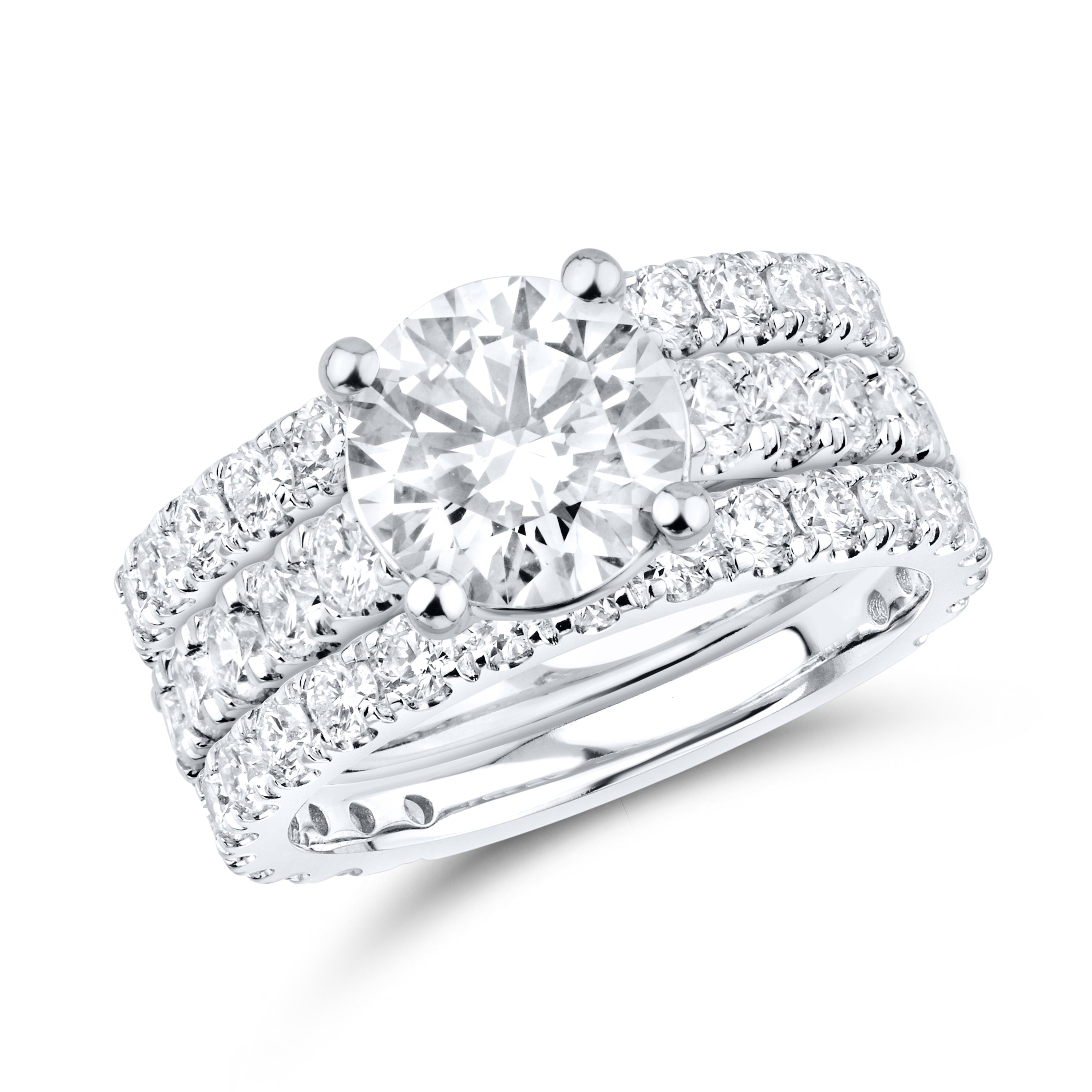 14KT WHITE GOLD 4.95 CTW LAB DIAMOND BRIDAL SET