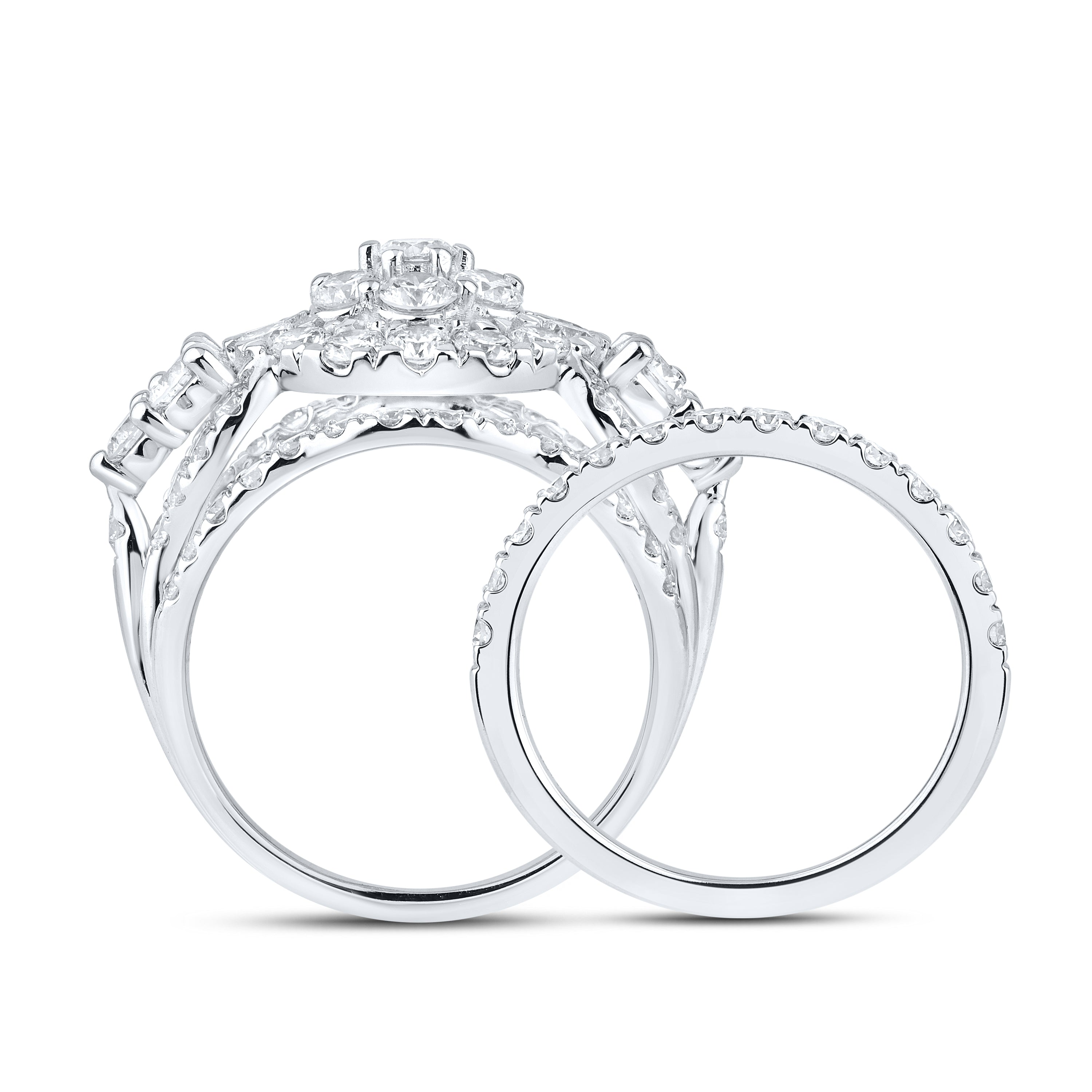 14KT WHITE GOLD 4.15 CTW LAB DIAMOND BRIDAL SET