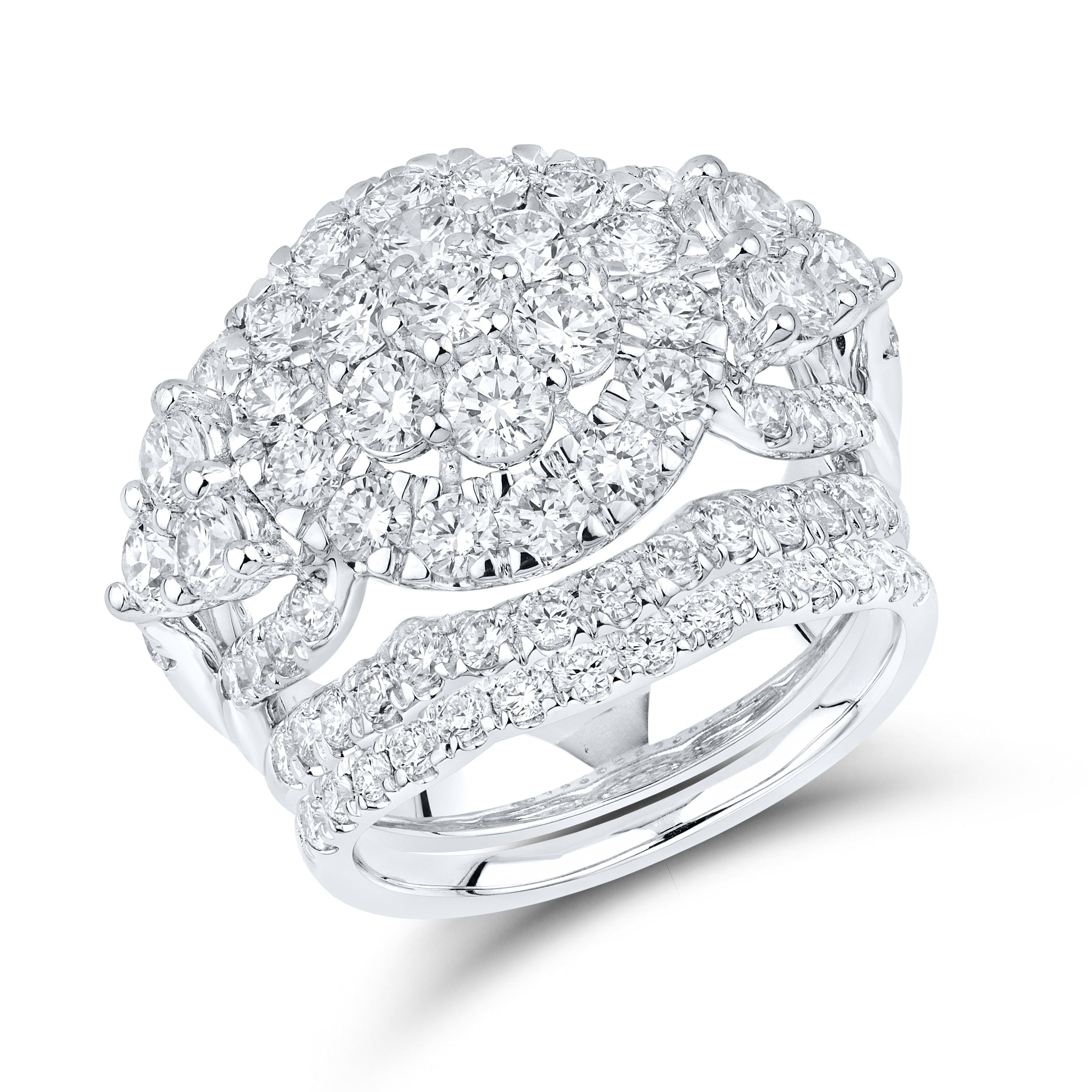 14KT WHITE GOLD 4.15 CTW LAB DIAMOND BRIDAL SET