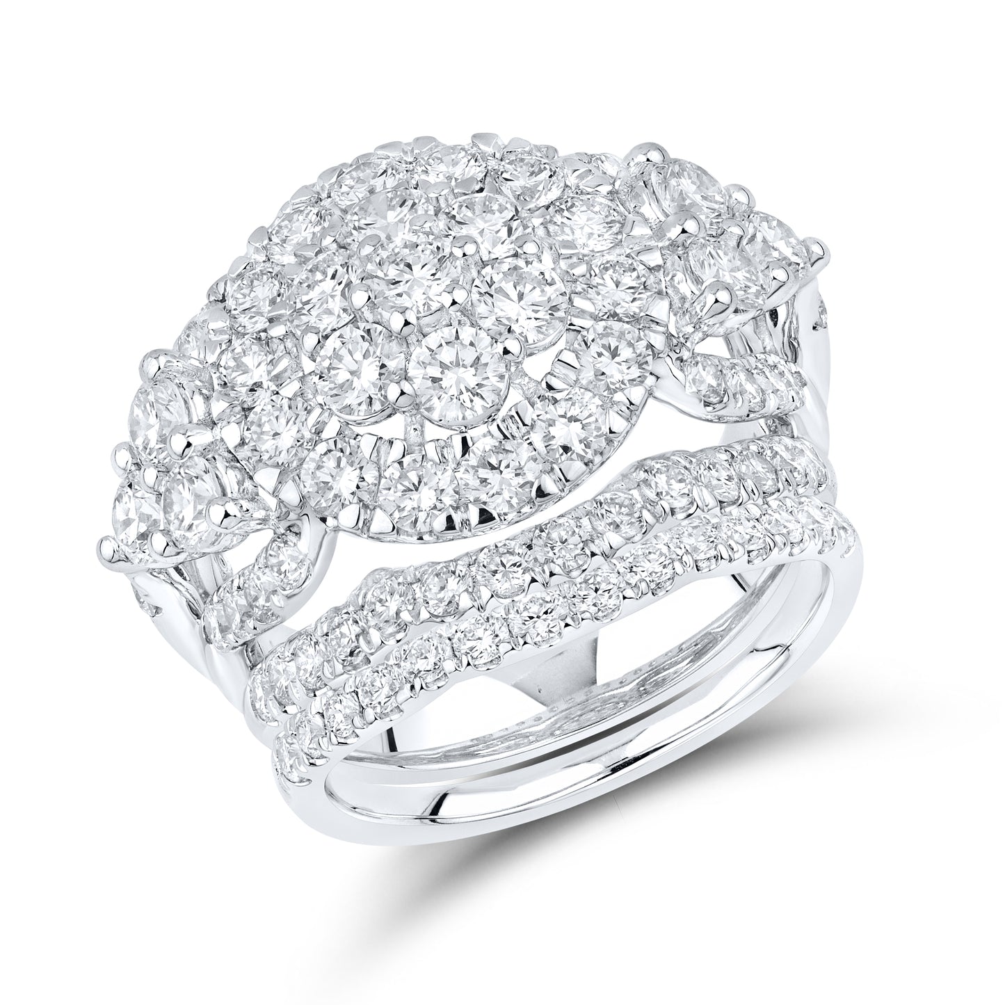 14KT WHITE GOLD 4.15 CTW LAB DIAMOND BRIDAL SET