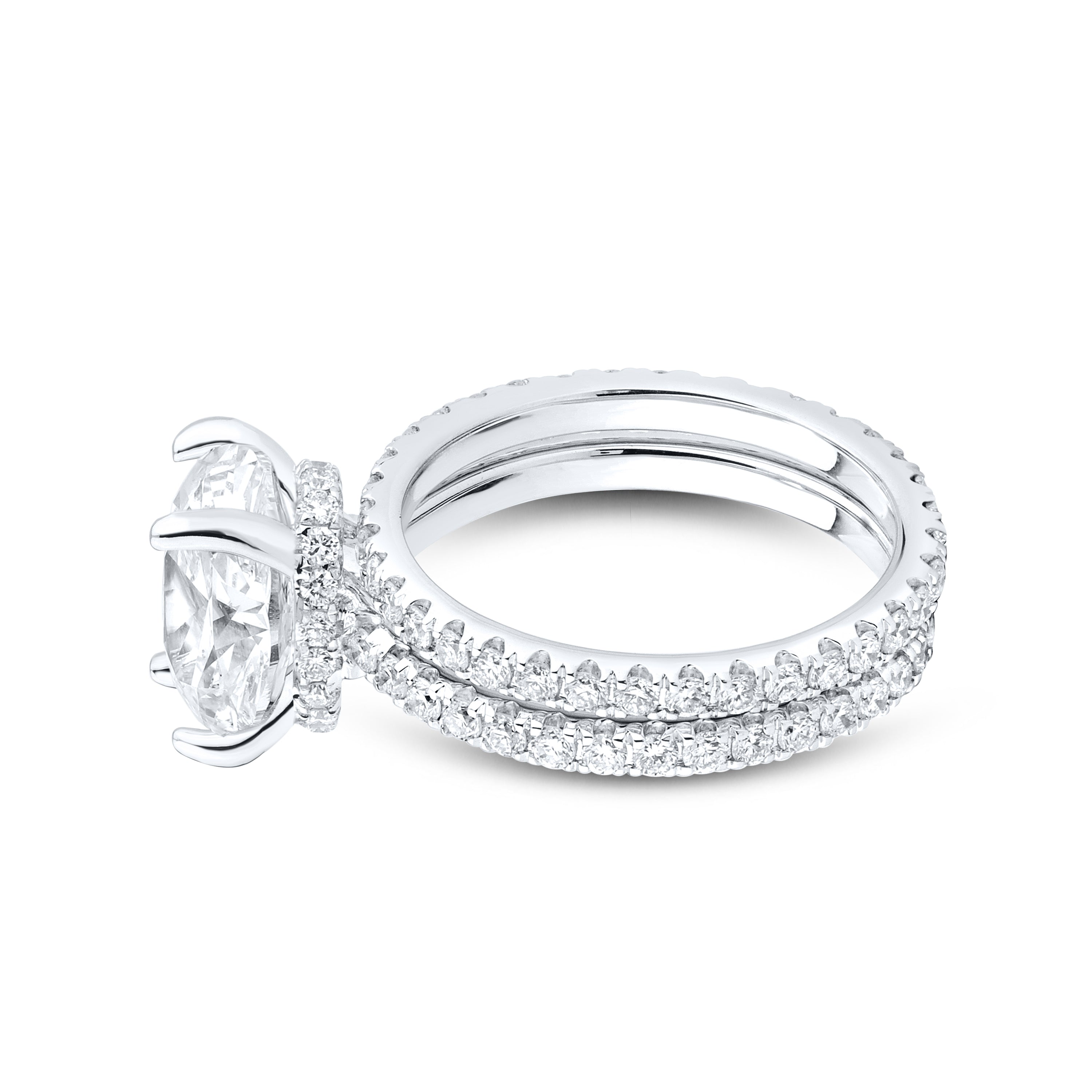 14KT WHITE GOLD 5.00 CTW LAB DIAMOND OVAL SHAPE BRIDAL SET