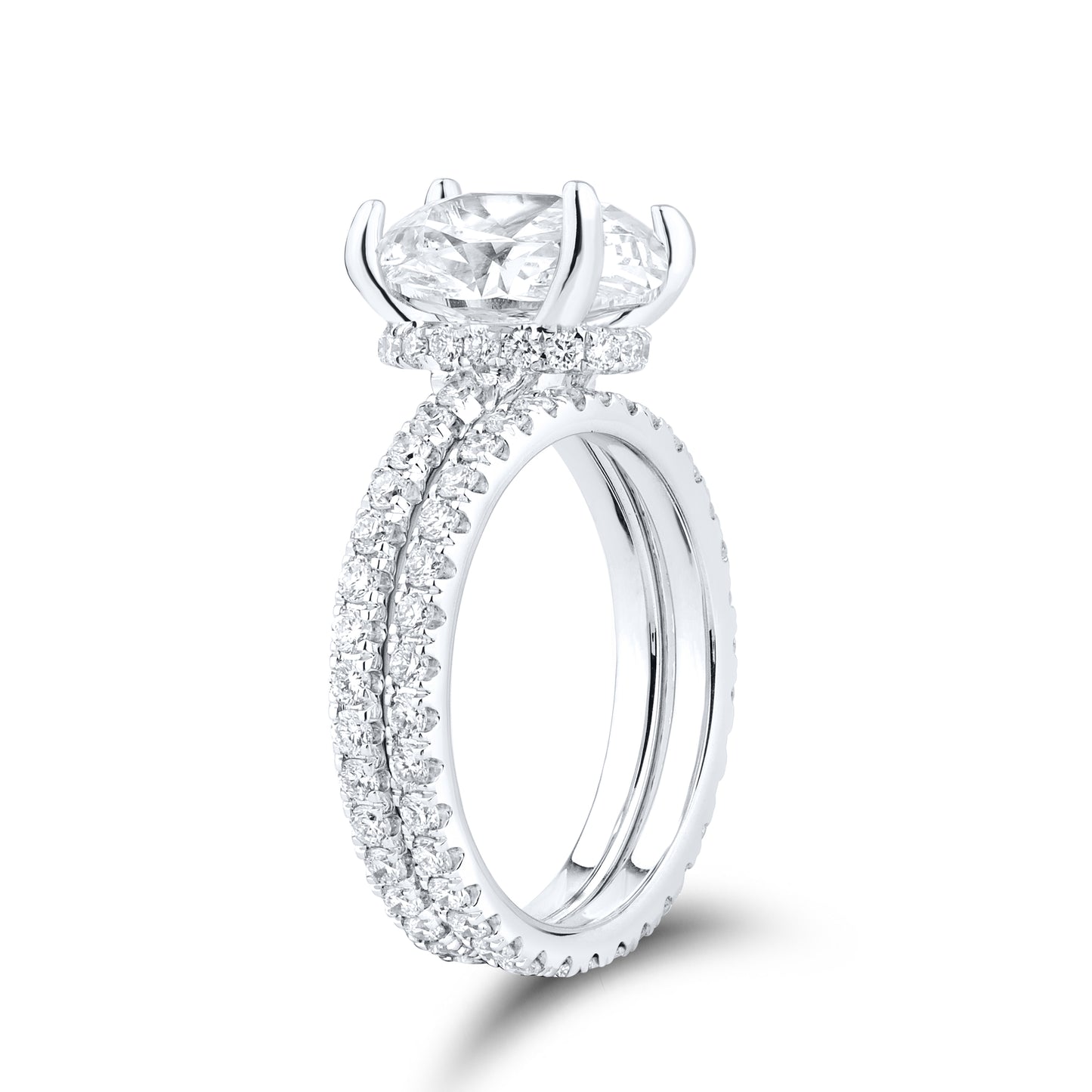 14KT WHITE GOLD 5.00 CTW LAB DIAMOND OVAL SHAPE BRIDAL SET