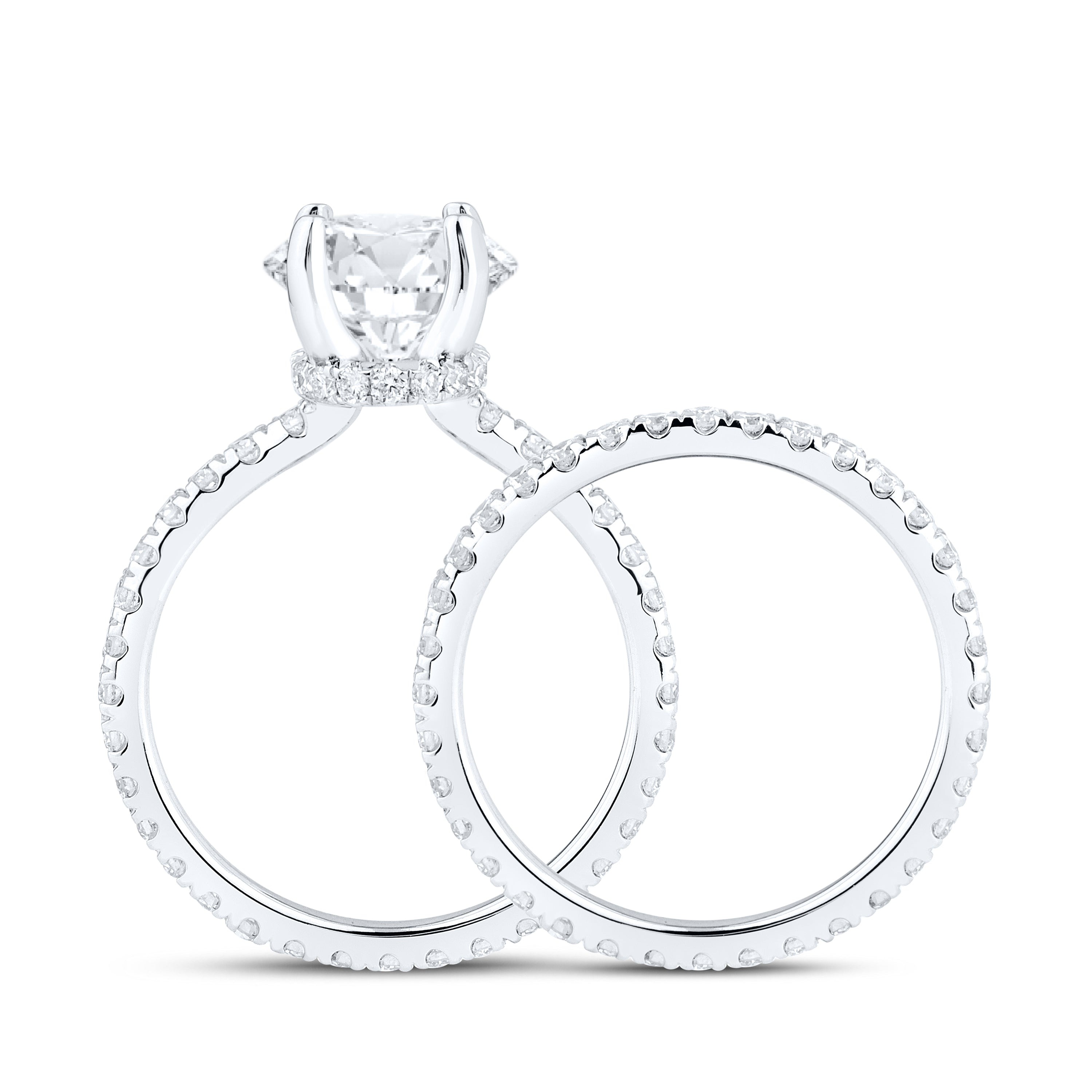 14KT WHITE GOLD 5.00 CTW LAB DIAMOND OVAL SHAPE BRIDAL SET