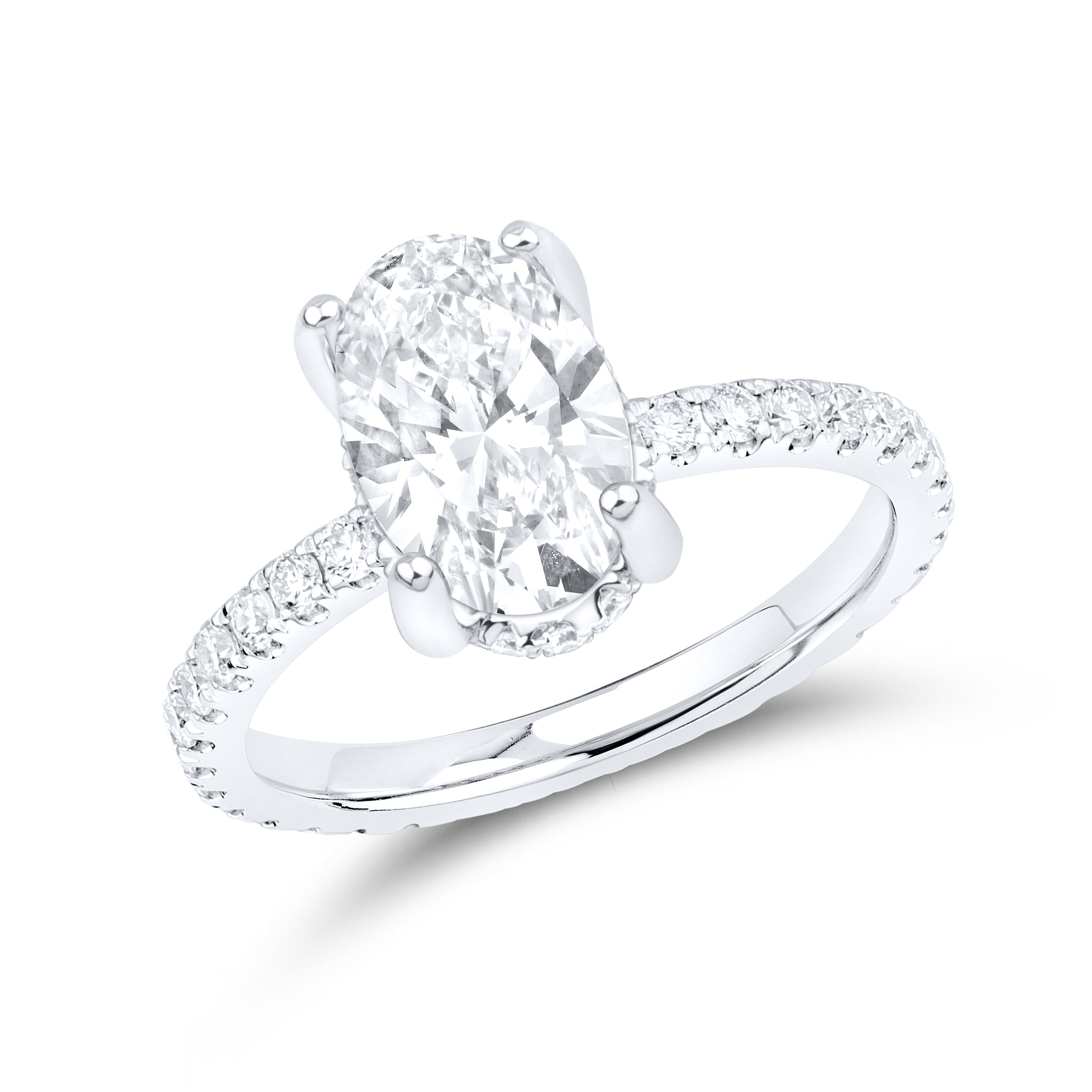 14KT WHITE GOLD 5.00 CTW LAB DIAMOND OVAL SHAPE BRIDAL SET