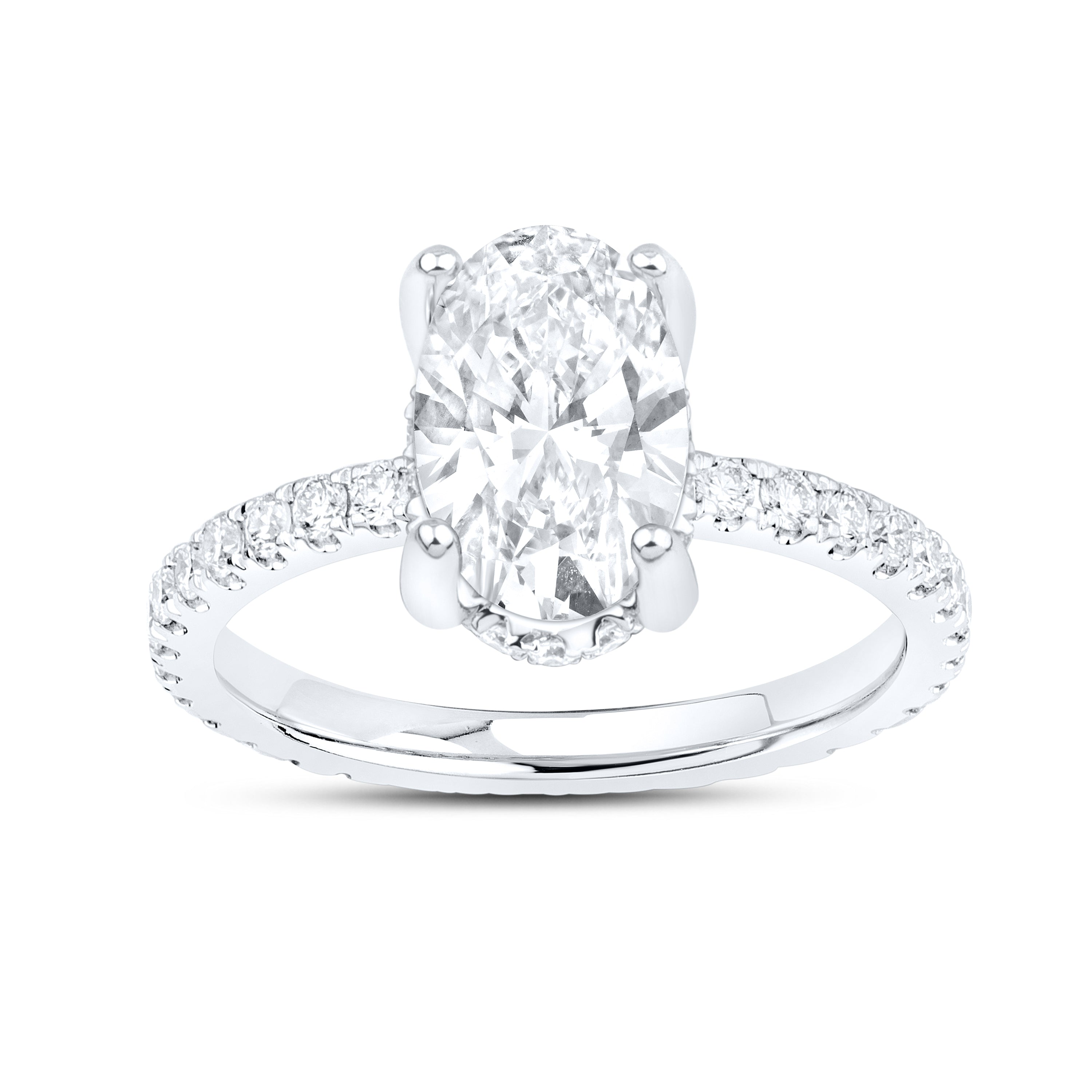 14KT WHITE GOLD 5.00 CTW LAB DIAMOND OVAL SHAPE BRIDAL SET