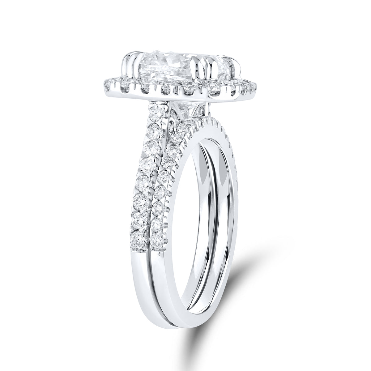 14kt White Gold 5.52 CTW Lab Diamond Bridal Ring Set
