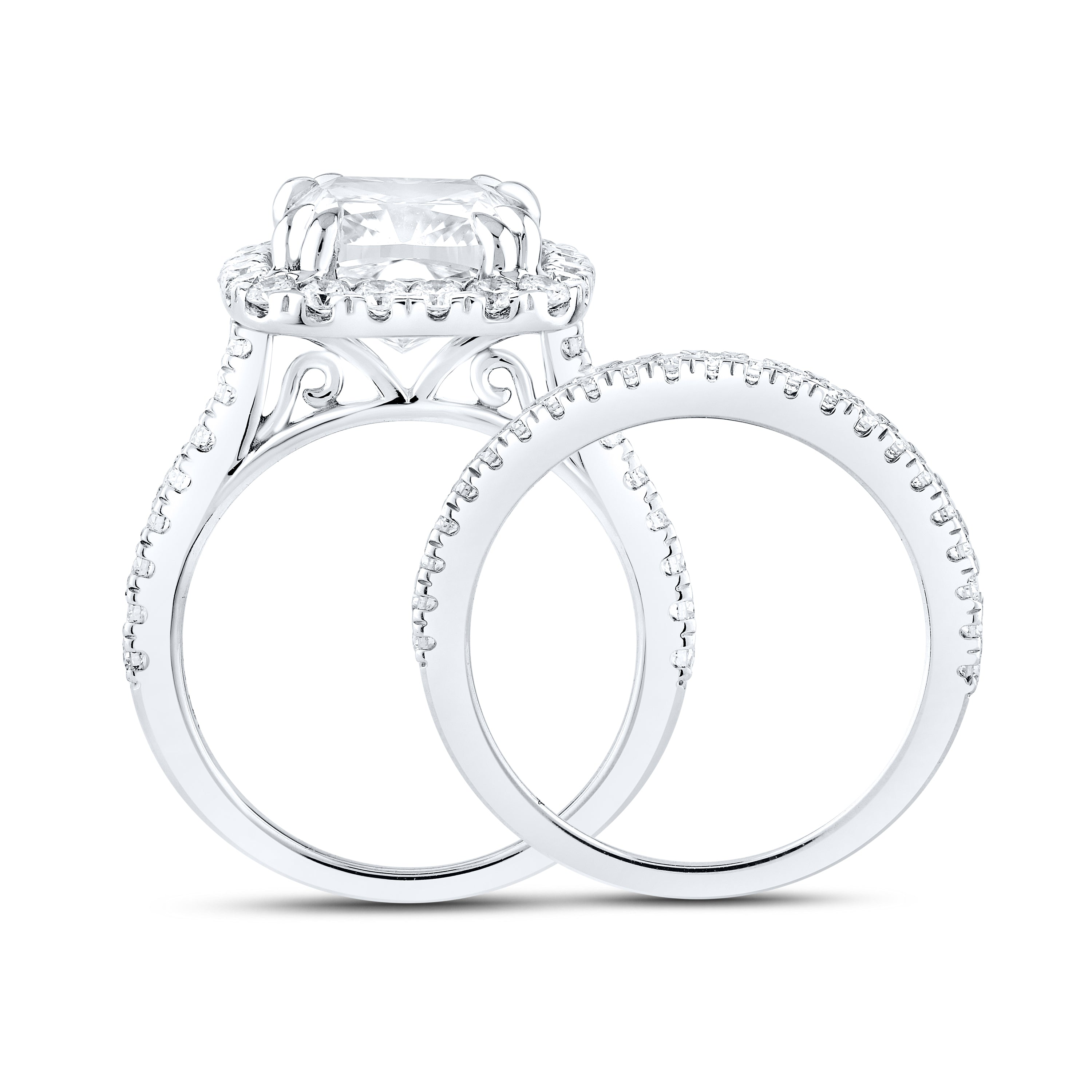 14kt White Gold 5.52 CTW Lab Diamond Bridal Ring Set