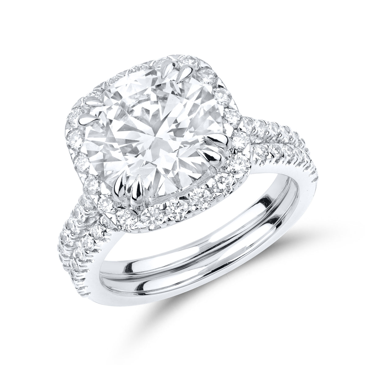 14kt White Gold 5.52 CTW Lab Diamond Bridal Ring Set
