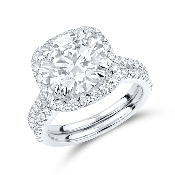 14kt White Gold 5.52 CTW Lab Diamond Bridal Ring Set