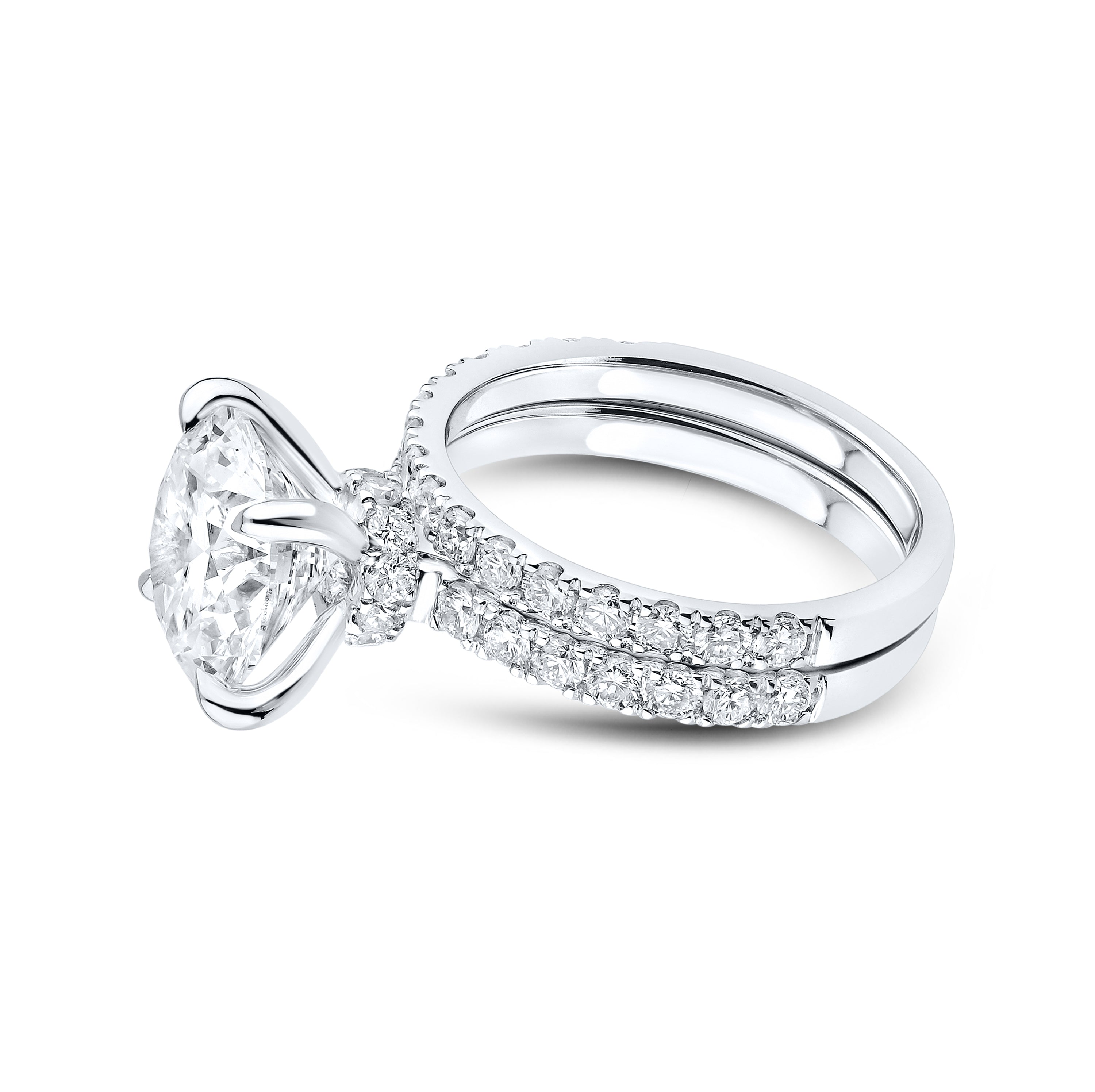 14kt White Gold 5.23 CTW  Round  Shape  Lab Diamond Bridal Ring Set
