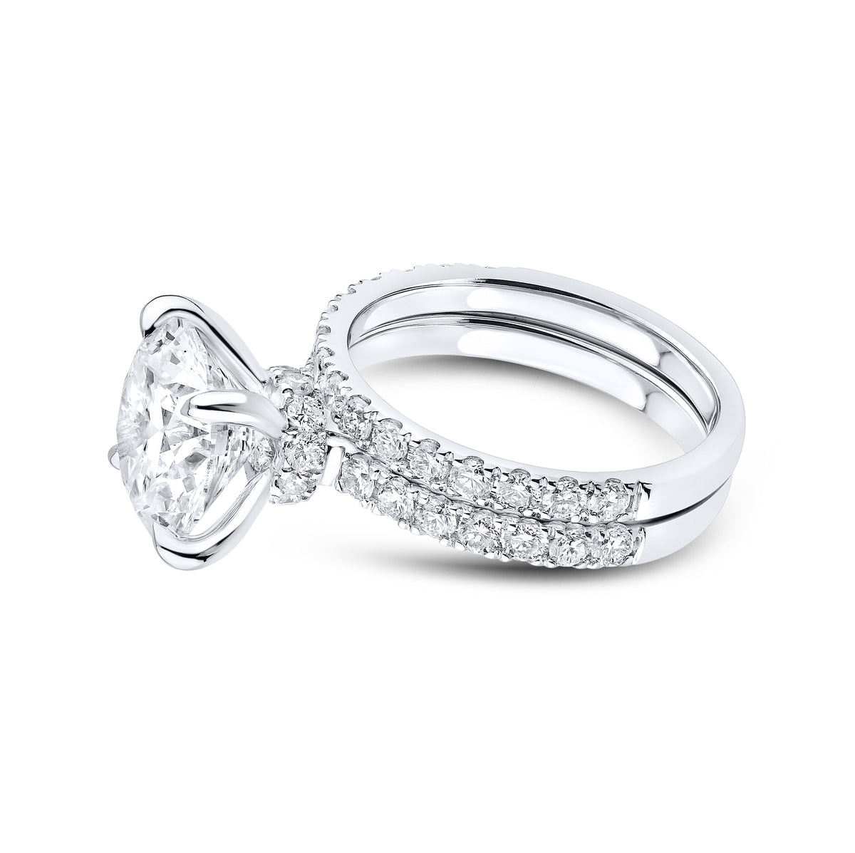 14kt White Gold 5.23 CTW  Round  Shape  Lab Diamond Bridal Ring Set