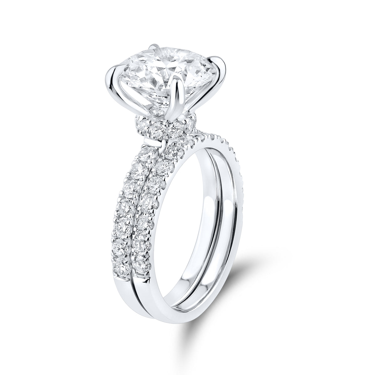 14kt White Gold 5.23 CTW  Round  Shape  Lab Diamond Bridal Ring Set