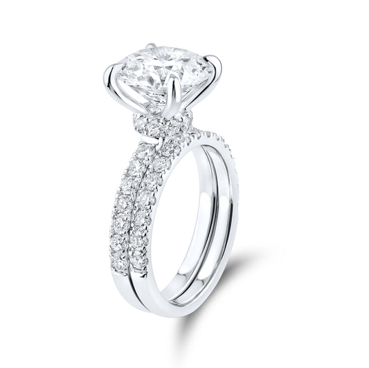 14kt White Gold 5.23 CTW  Round  Shape  Lab Diamond Bridal Ring Set