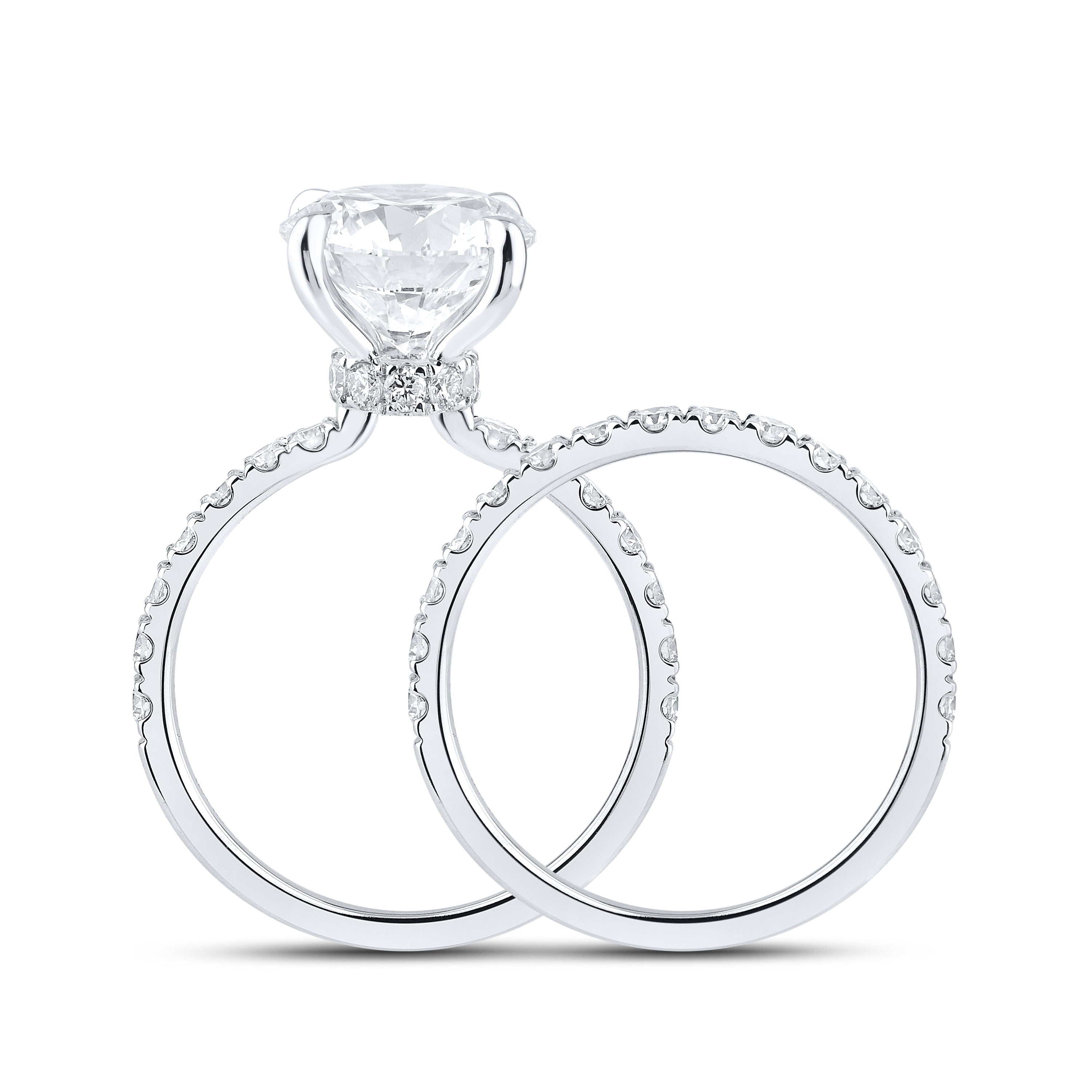 14kt White Gold 5.23 CTW  Round  Shape  Lab Diamond Bridal Ring Set