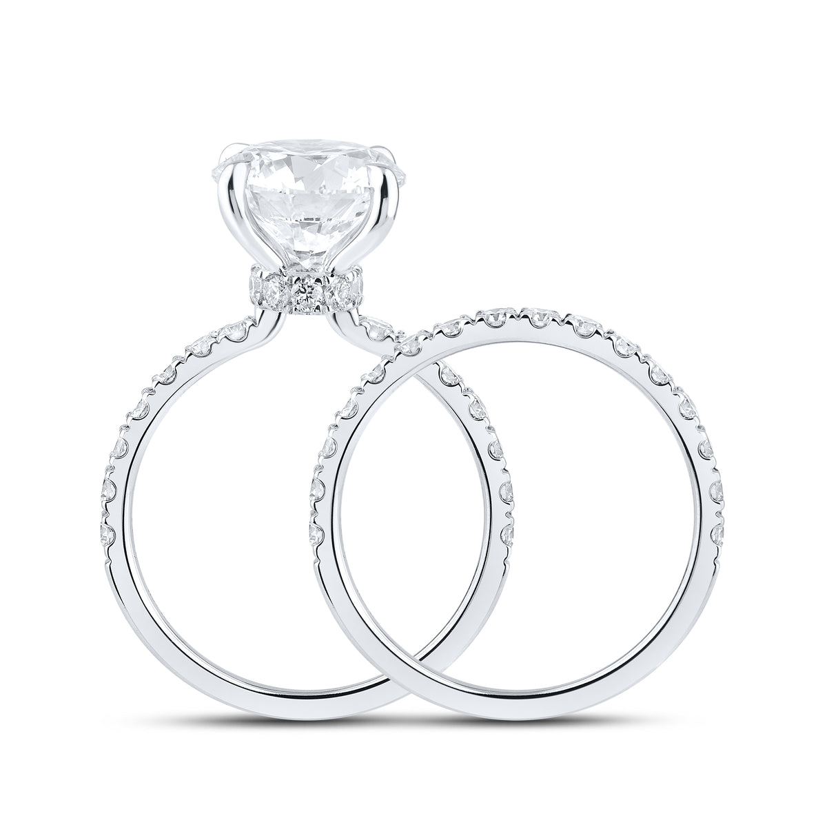 14kt White Gold 5.23 CTW  Round  Shape  Lab Diamond Bridal Ring Set