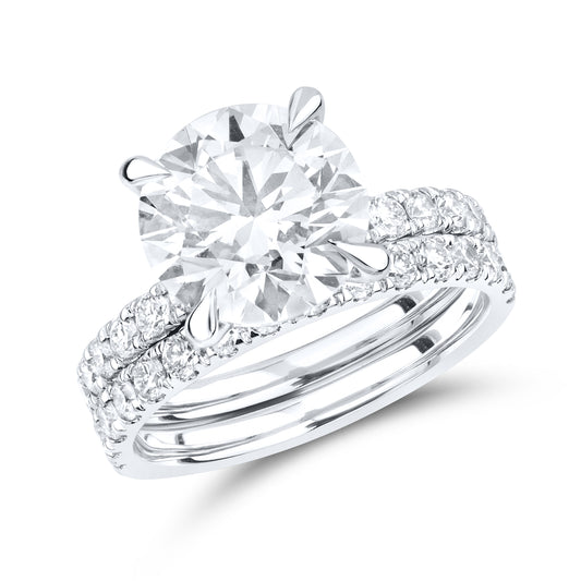 14kt White Gold 5.23 CTW  Round  Shape  Lab Diamond Bridal Ring Set