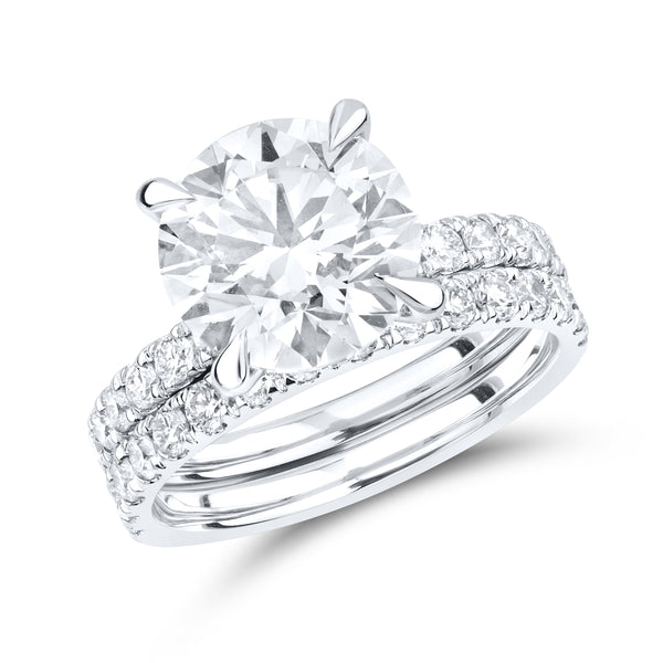 14kt White Gold 5.23 CTW  Round  Shape  Lab Diamond Bridal Ring Set