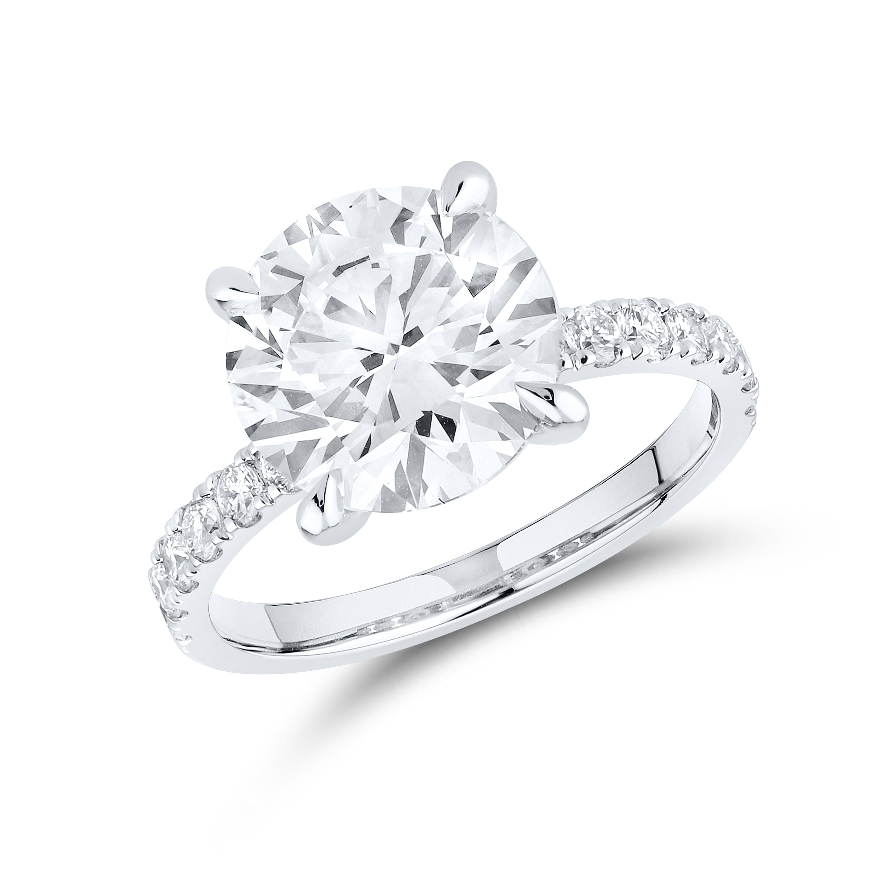 14kt White Gold 5.23 CTW  Round  Shape  Lab Diamond Bridal Ring Set