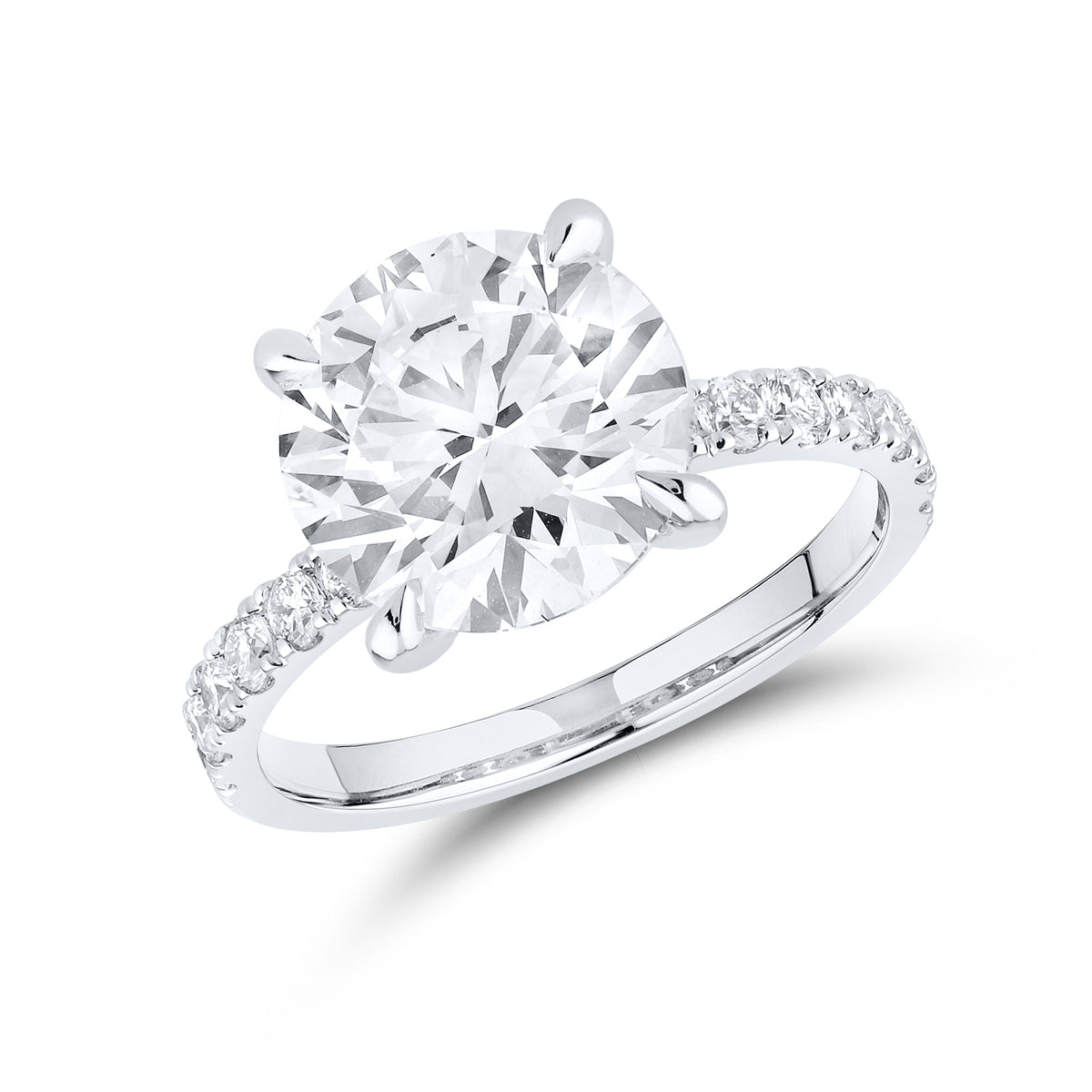 14kt White Gold 5.23 CTW  Round  Shape  Lab Diamond Bridal Ring Set