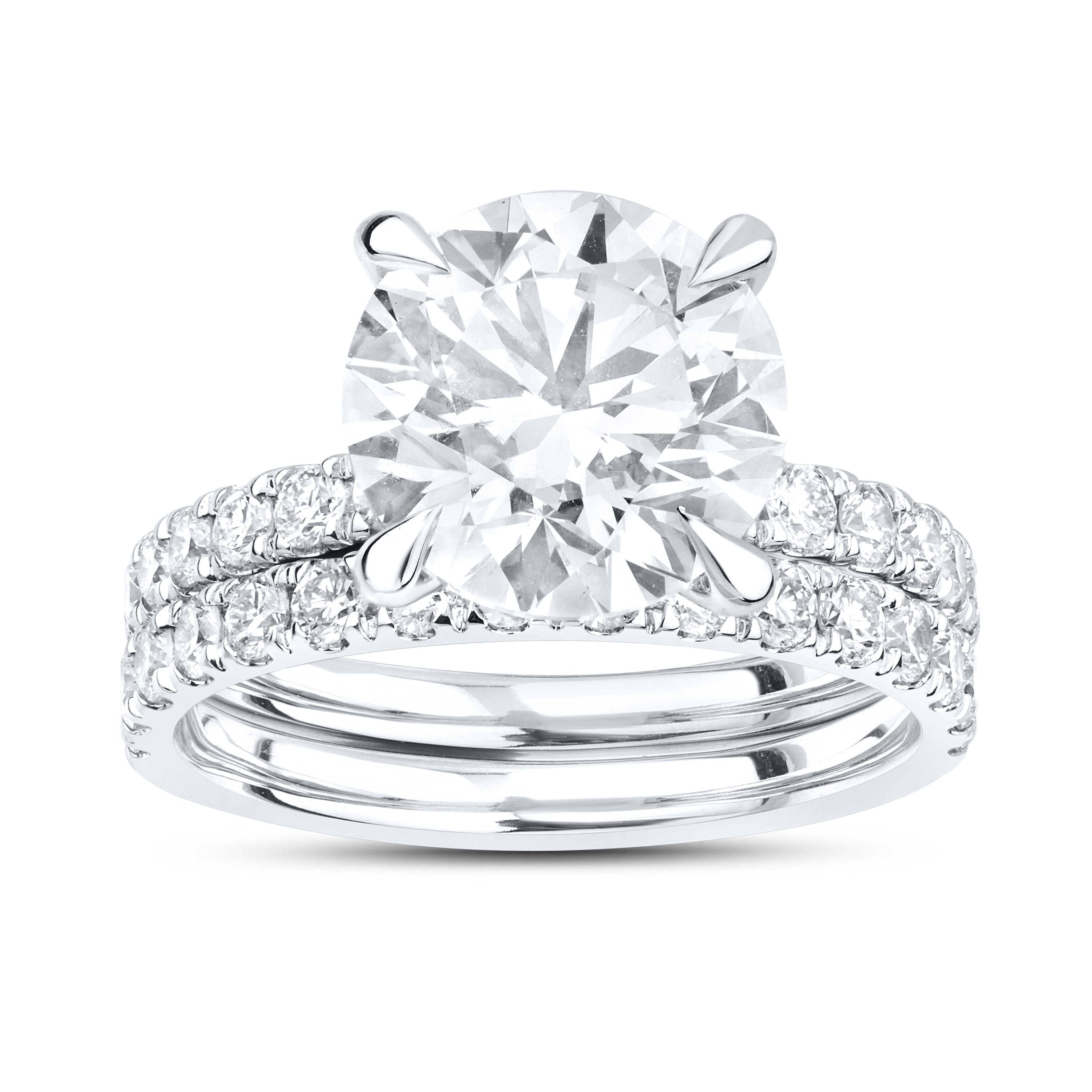 14kt White Gold 5.23 CTW  Round  Shape  Lab Diamond Bridal Ring Set