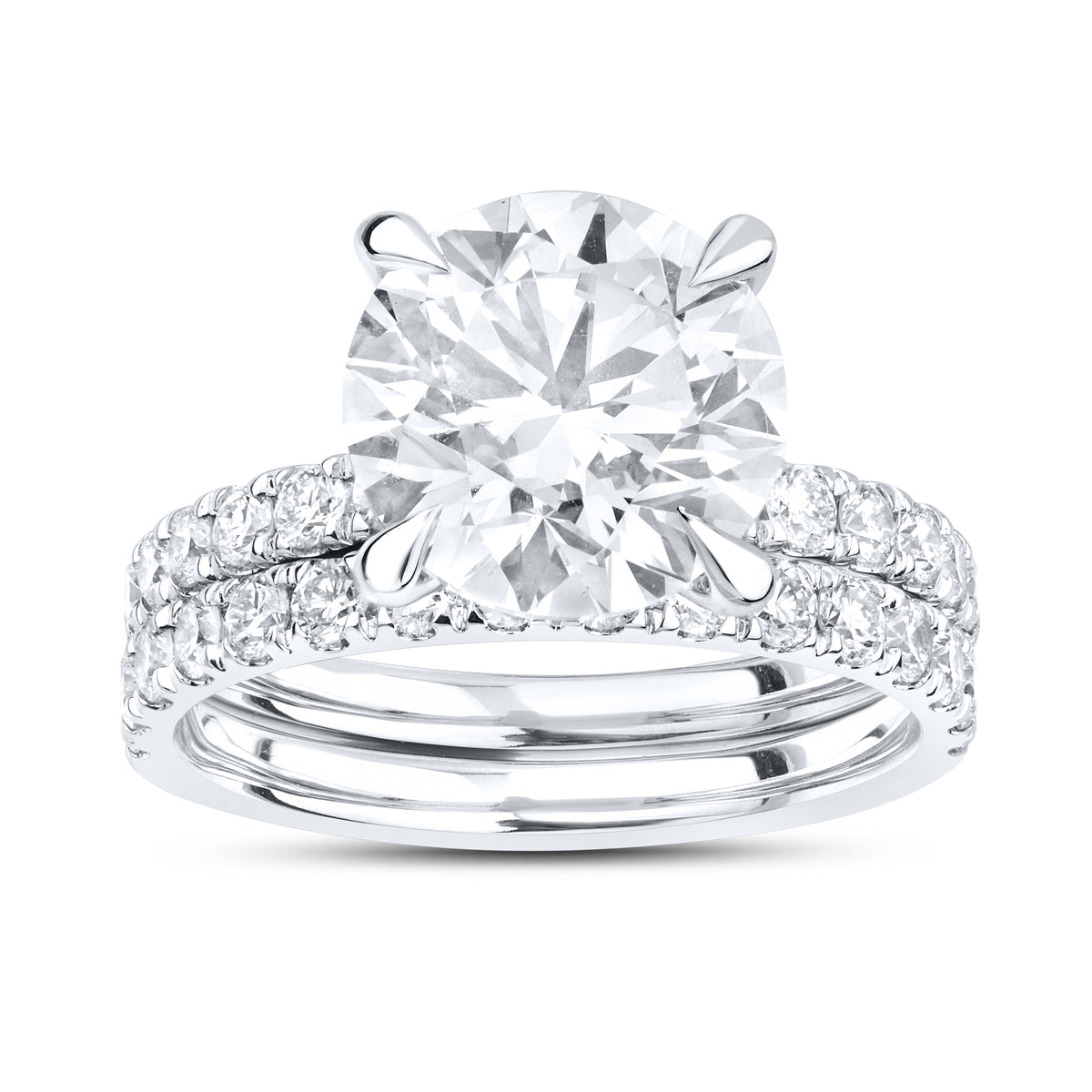 14kt White Gold 5.23 CTW  Round  Shape  Lab Diamond Bridal Ring Set