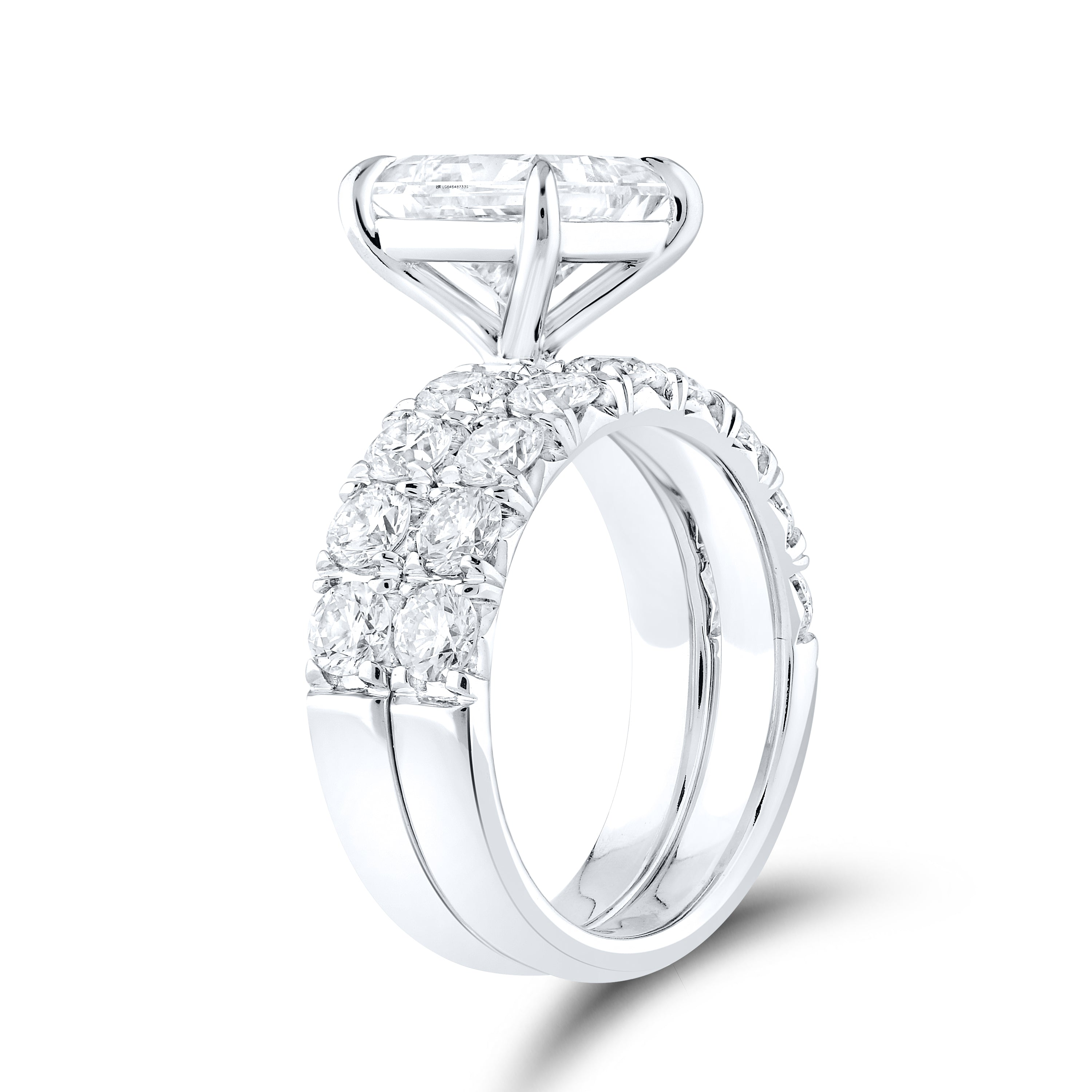 14KT WHITE GOLD 5.40 CTW Princess Shape LAB DIAMOND BRIDAL SET