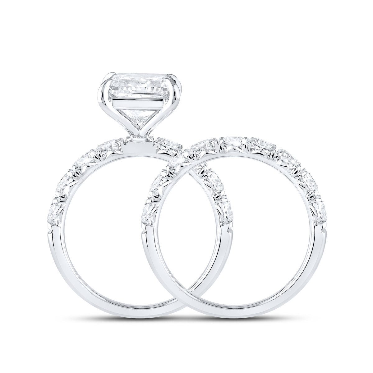 14KT WHITE GOLD 5.40 CTW Princess Shape LAB DIAMOND BRIDAL SET