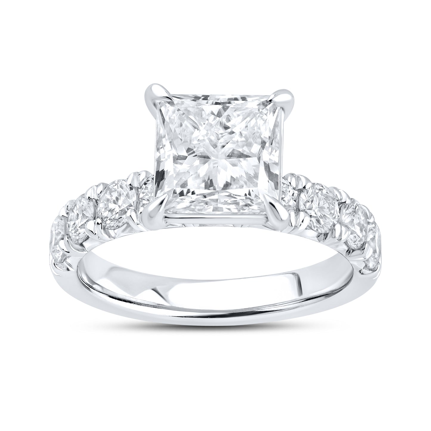 14KT WHITE GOLD 5.40 CTW Princess Shape LAB DIAMOND BRIDAL SET
