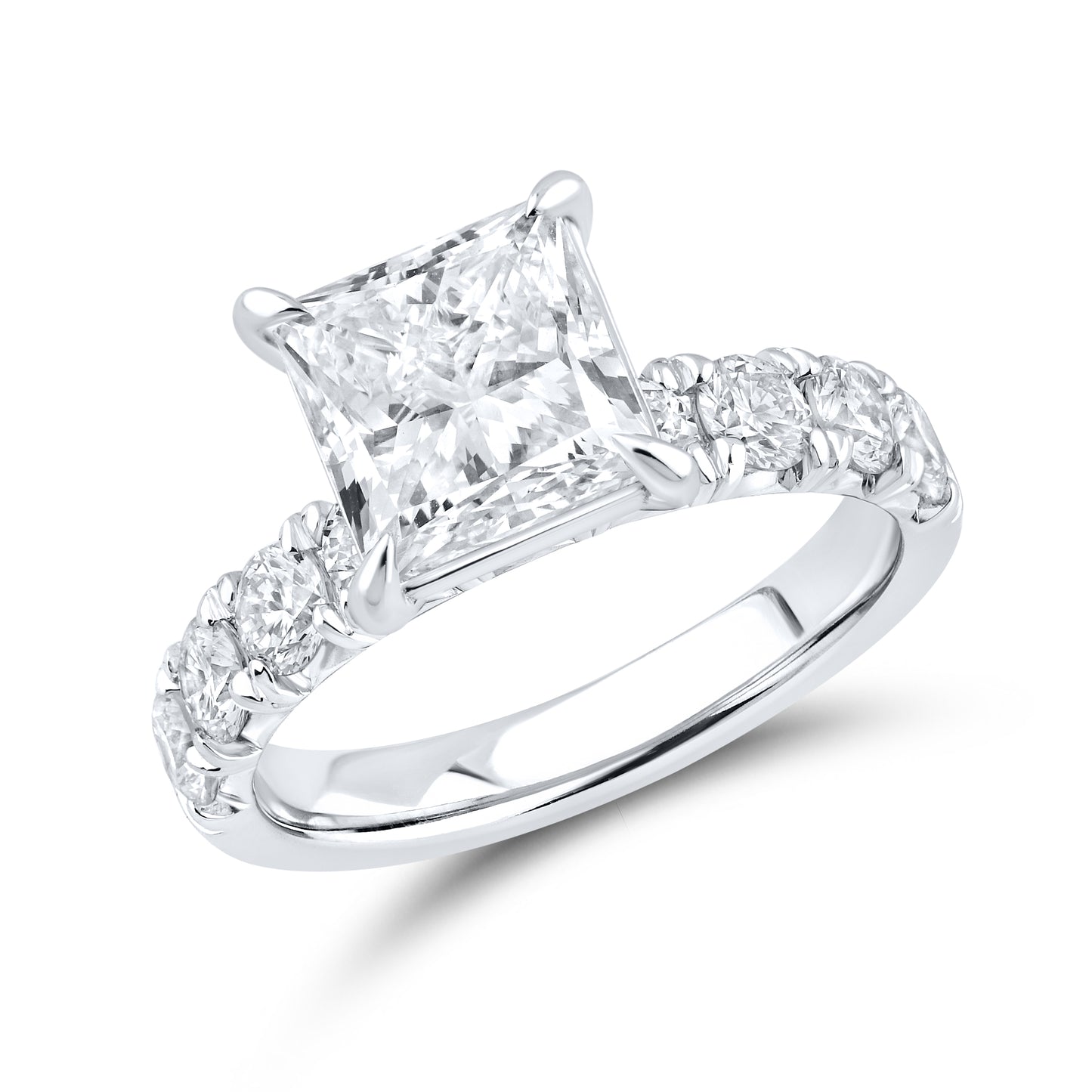 14KT WHITE GOLD 5.40 CTW Princess Shape LAB DIAMOND BRIDAL SET