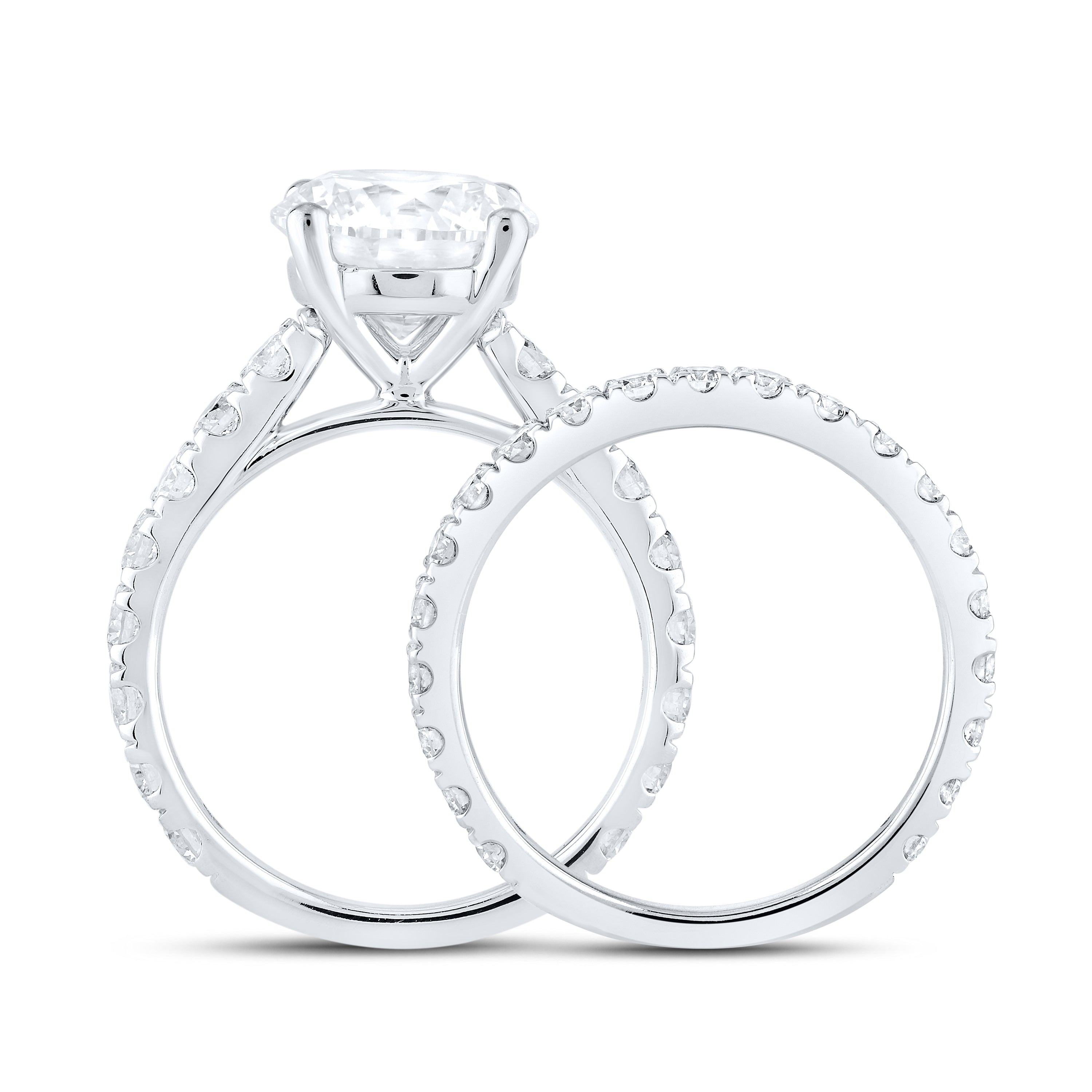 14KT WHITE GOLD 6.38 CTW LAB DIAMOND BRIDAL SET