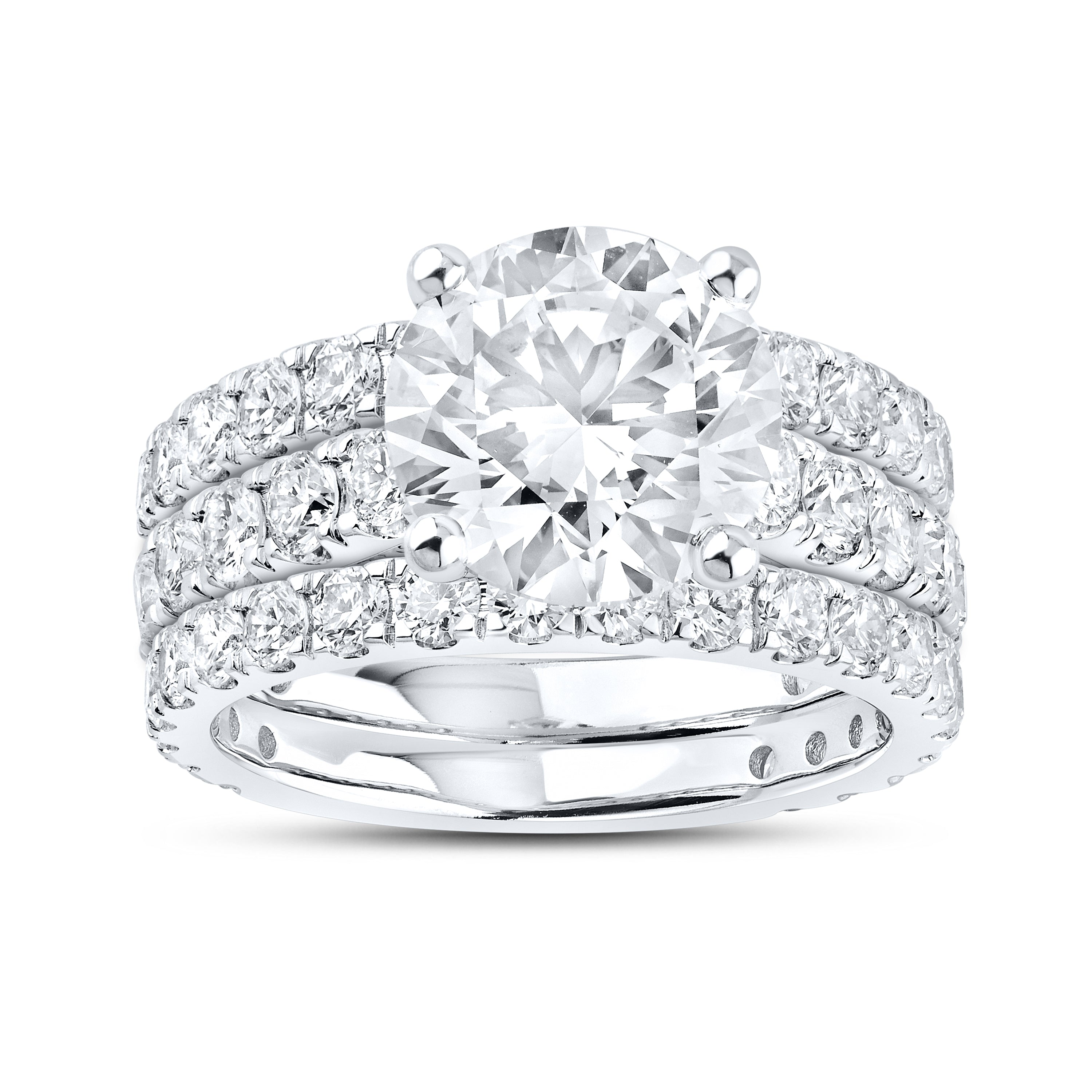 14KT WHITE GOLD 6.38 CTW LAB DIAMOND BRIDAL SET