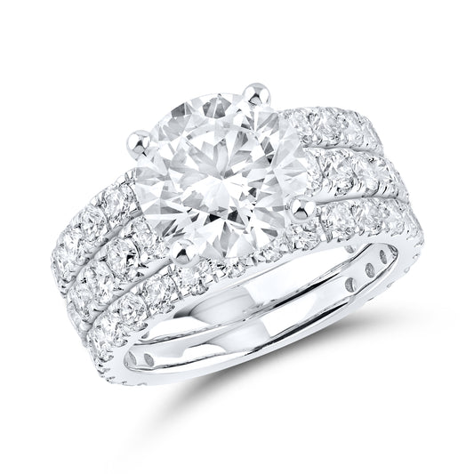 14KT WHITE GOLD 6.38 CTW LAB DIAMOND BRIDAL SET