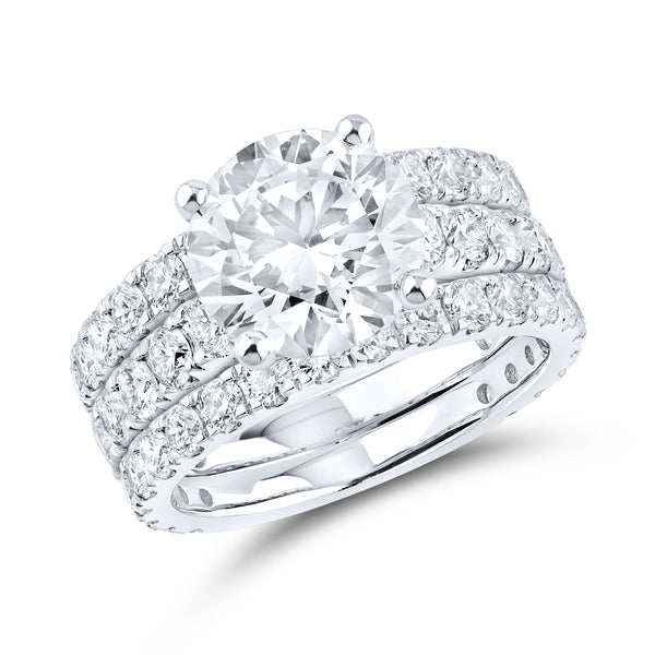 14KT WHITE GOLD 6.38 CTW LAB DIAMOND BRIDAL SET