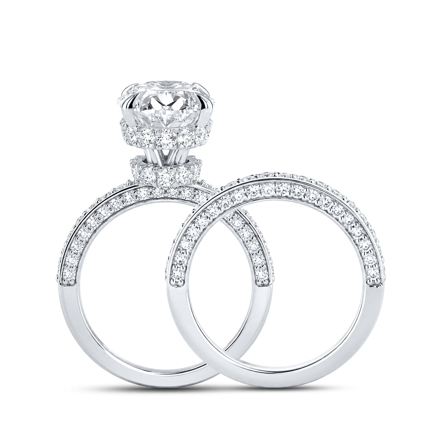 14KT WHITE GOLD 7.31 CTW LAB DIAMOND OVAL RING 5.07 CTW CENTER