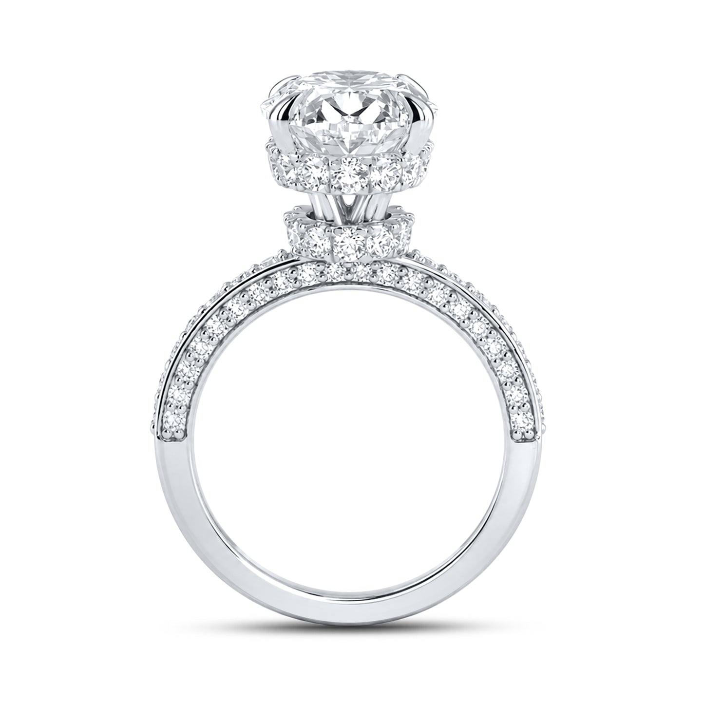 14KT WHITE GOLD 7.31 CTW LAB DIAMOND OVAL RING 5.07 CTW CENTER